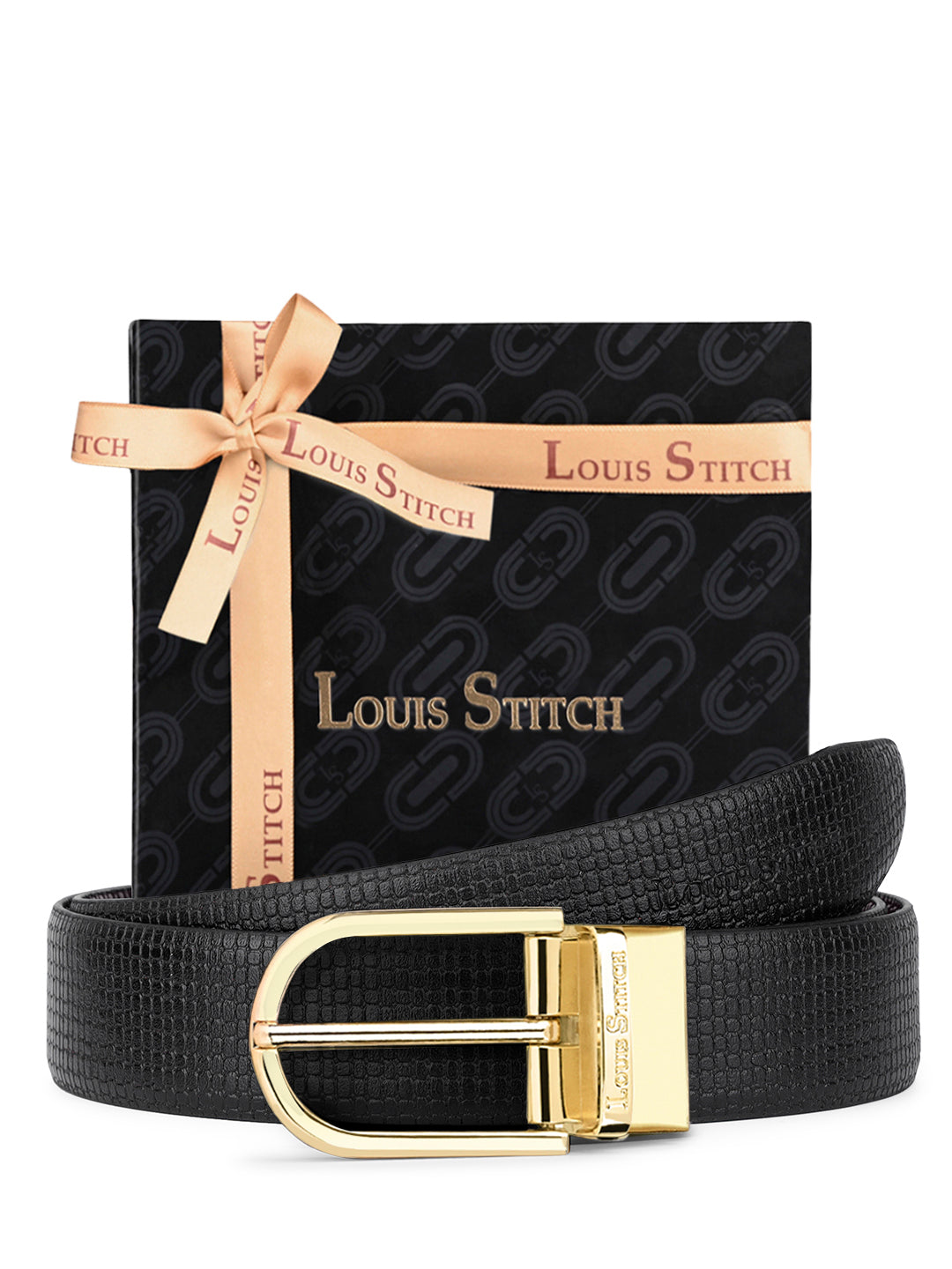 Men's Black & Brown Formal Italian Leather Reversible Belt For Men