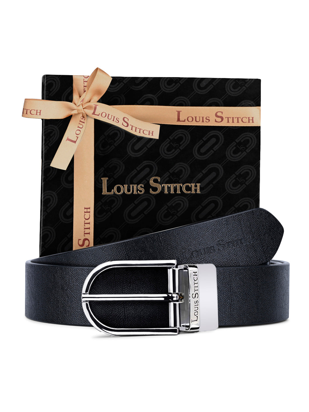 Men's Black & Brown Formal Italian Leather Reversible Belt For Men