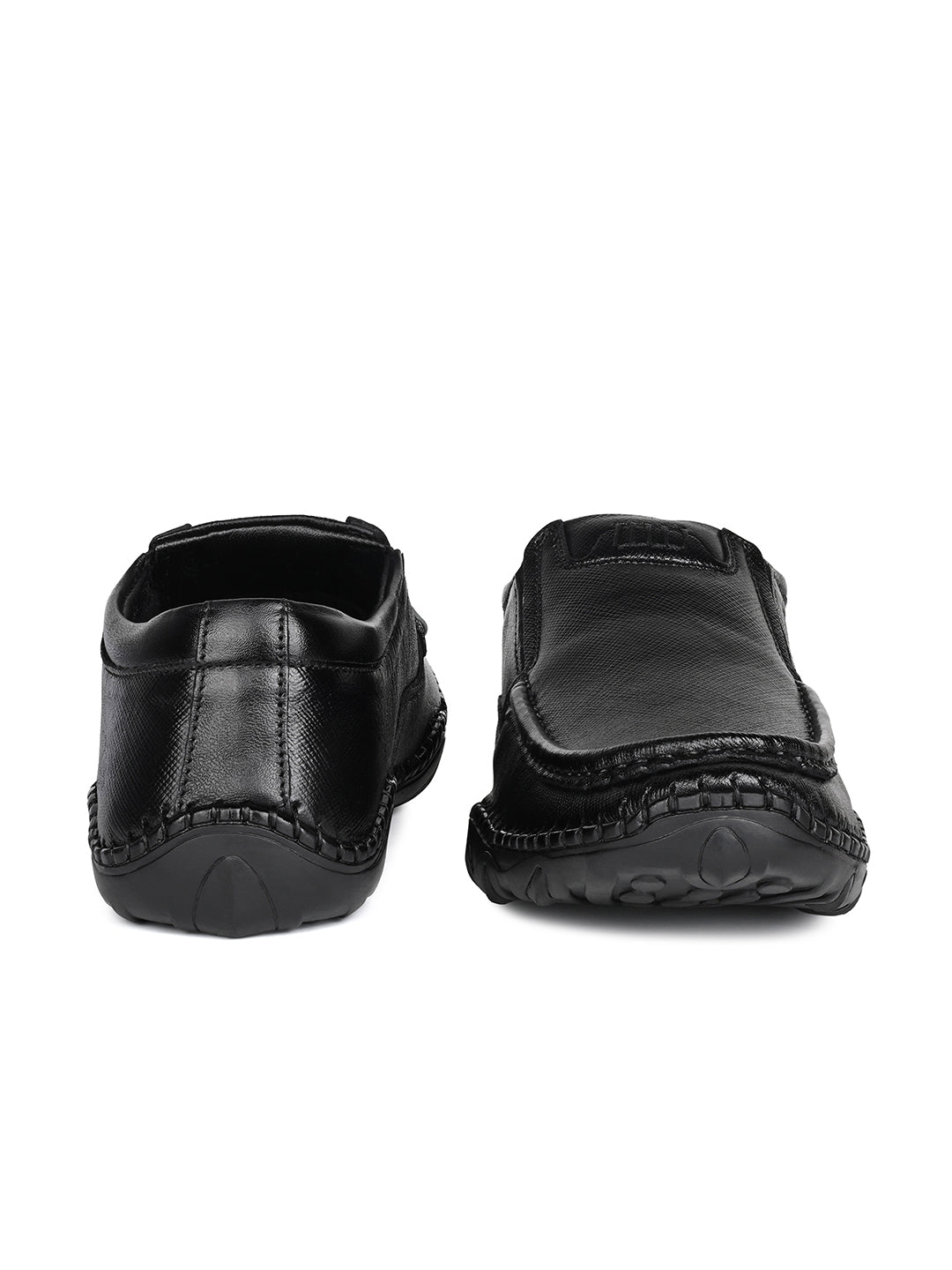 Jet Black Safiano Leather Ultra Lightweight Slip-On Shoes