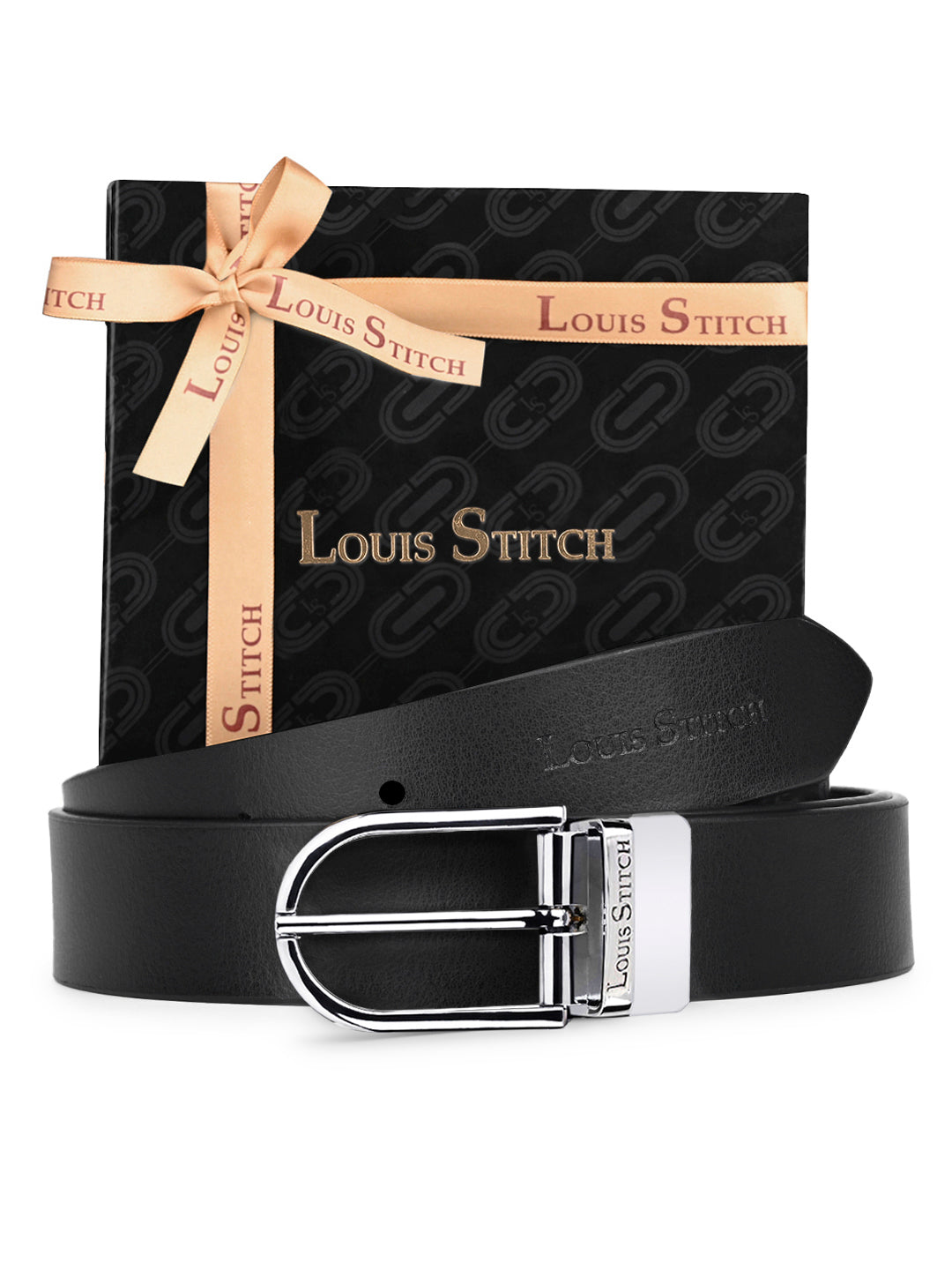 Men's Black & Brown Formal Italian Leather Reversible Belt For Men