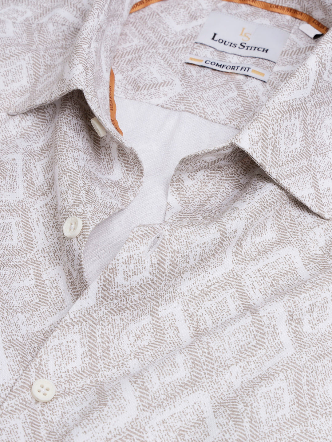 Regular Fit Formal Graphic Brown Shirt For Men