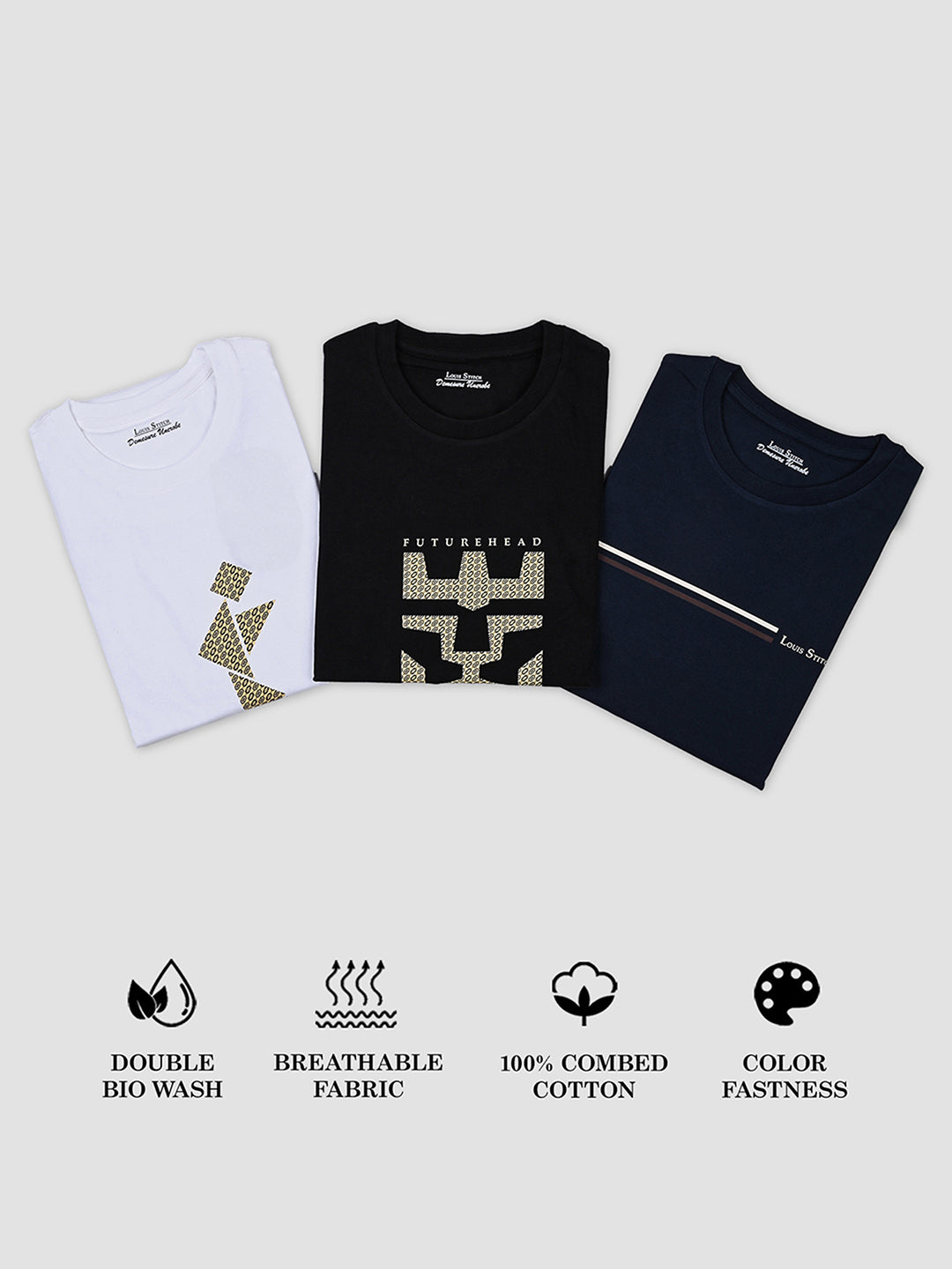 Men's Super Combed Cotton Regular Fit Pack of 3 Roundneck T-shirts