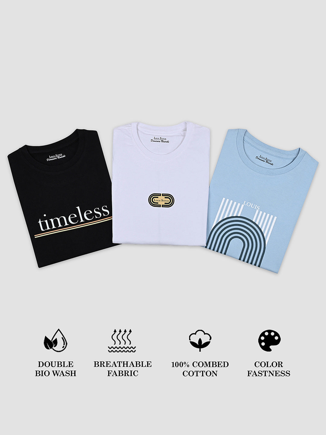 Men's Super Combed Cotton Regular Fit Pack of 3 Roundneck T-shirts