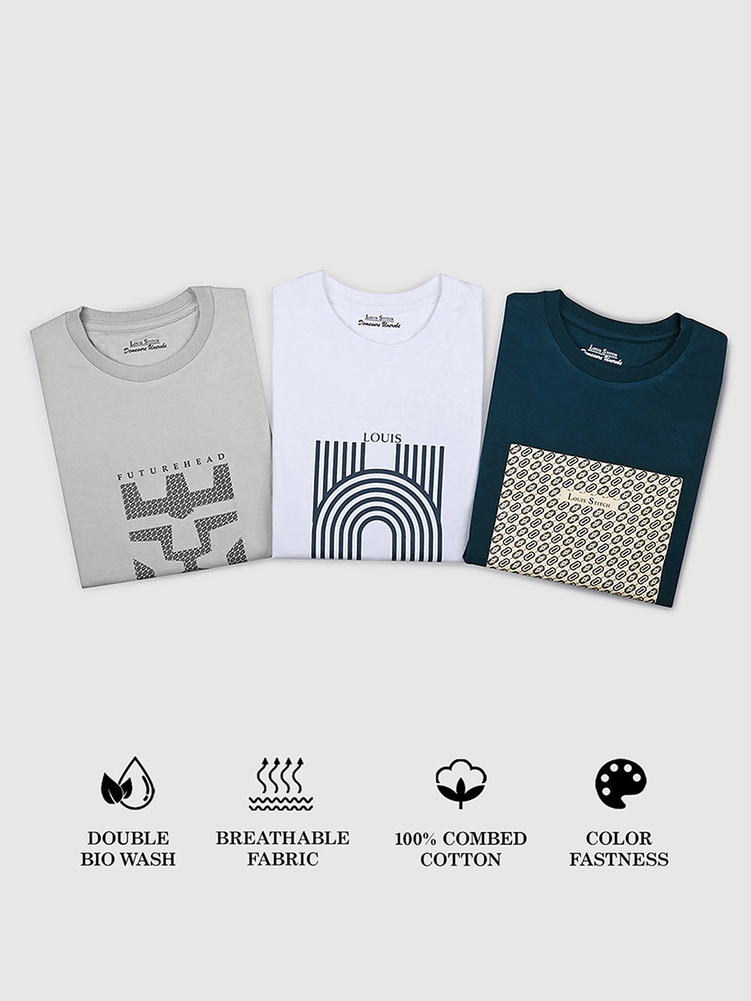 Men's Super Combed Cotton Regular Fit Pack of 3 Roundneck T-shirts