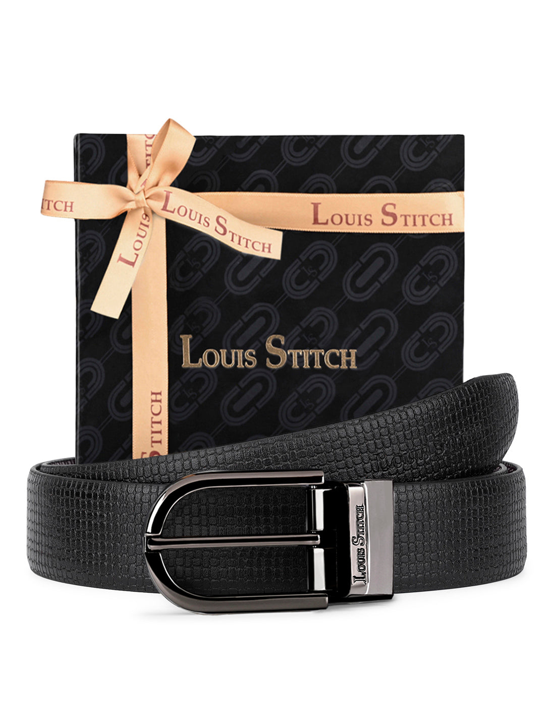 Men's Black & Brown Formal Italian Leather Reversible Belt For Men