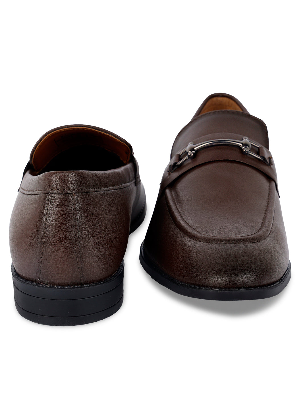Brunette Brown Shoes Slipon Style Comfortable Moccasins with Buckle