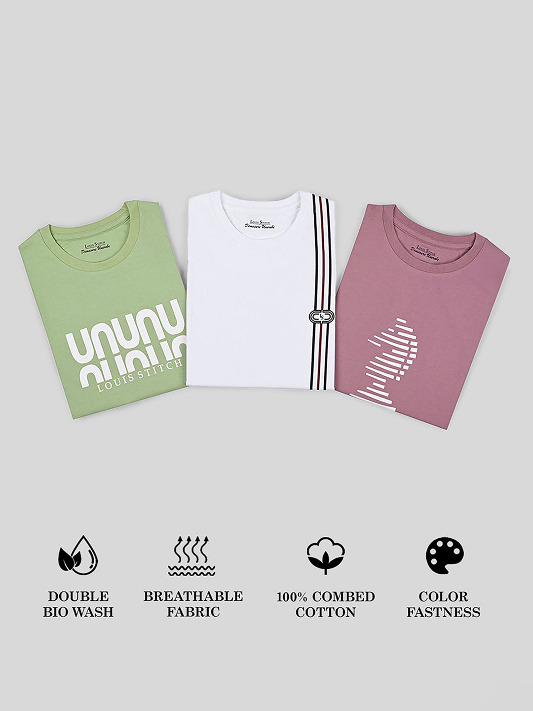 Men's Super Combed Cotton Regular Fit Pack of 3 Roundneck T-shirts
