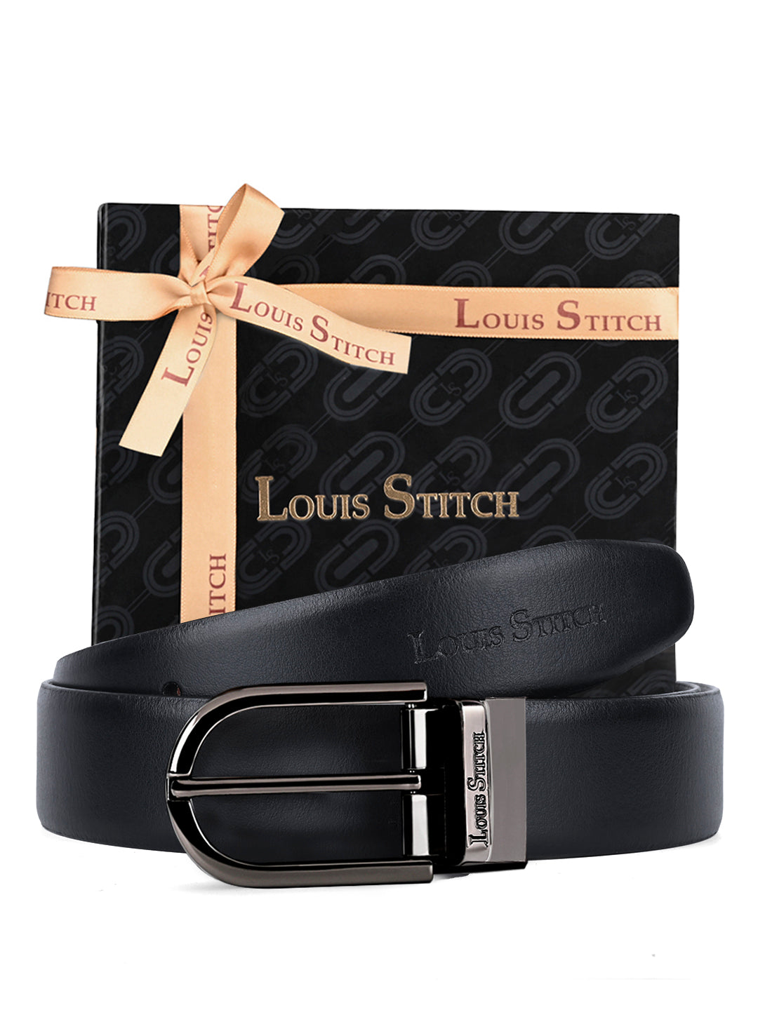 Men's Black & Brown Formal Italian Leather Reversible Belt For Men