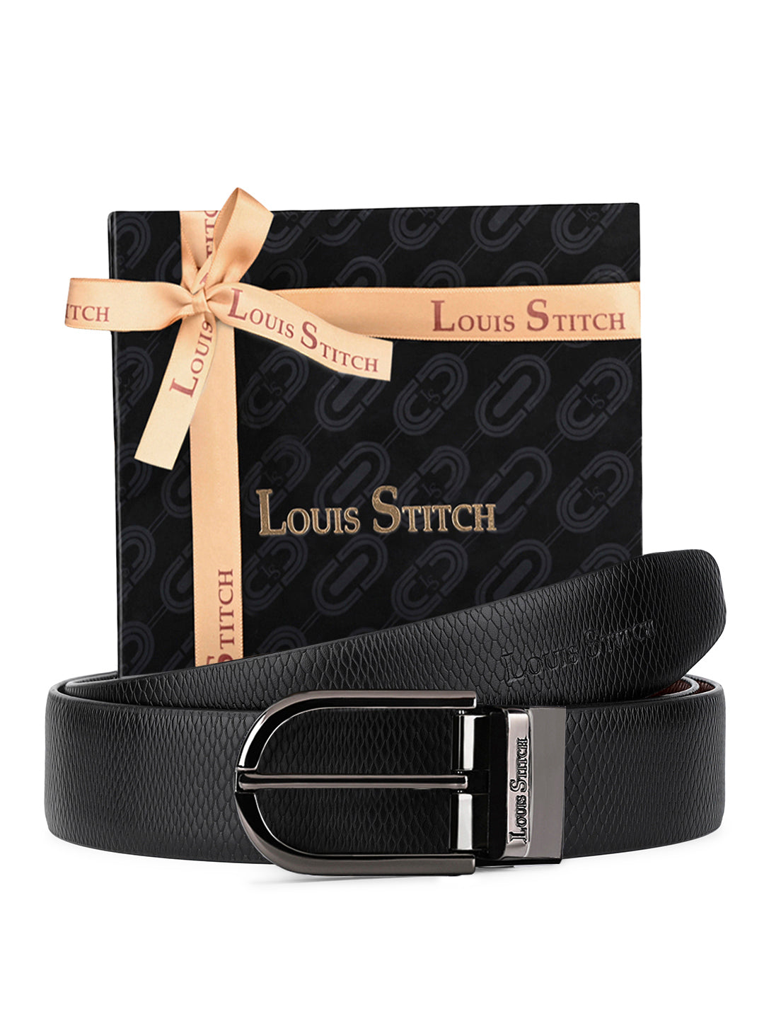 Men's Black & Brown Formal Italian Leather Reversible Belt For Men