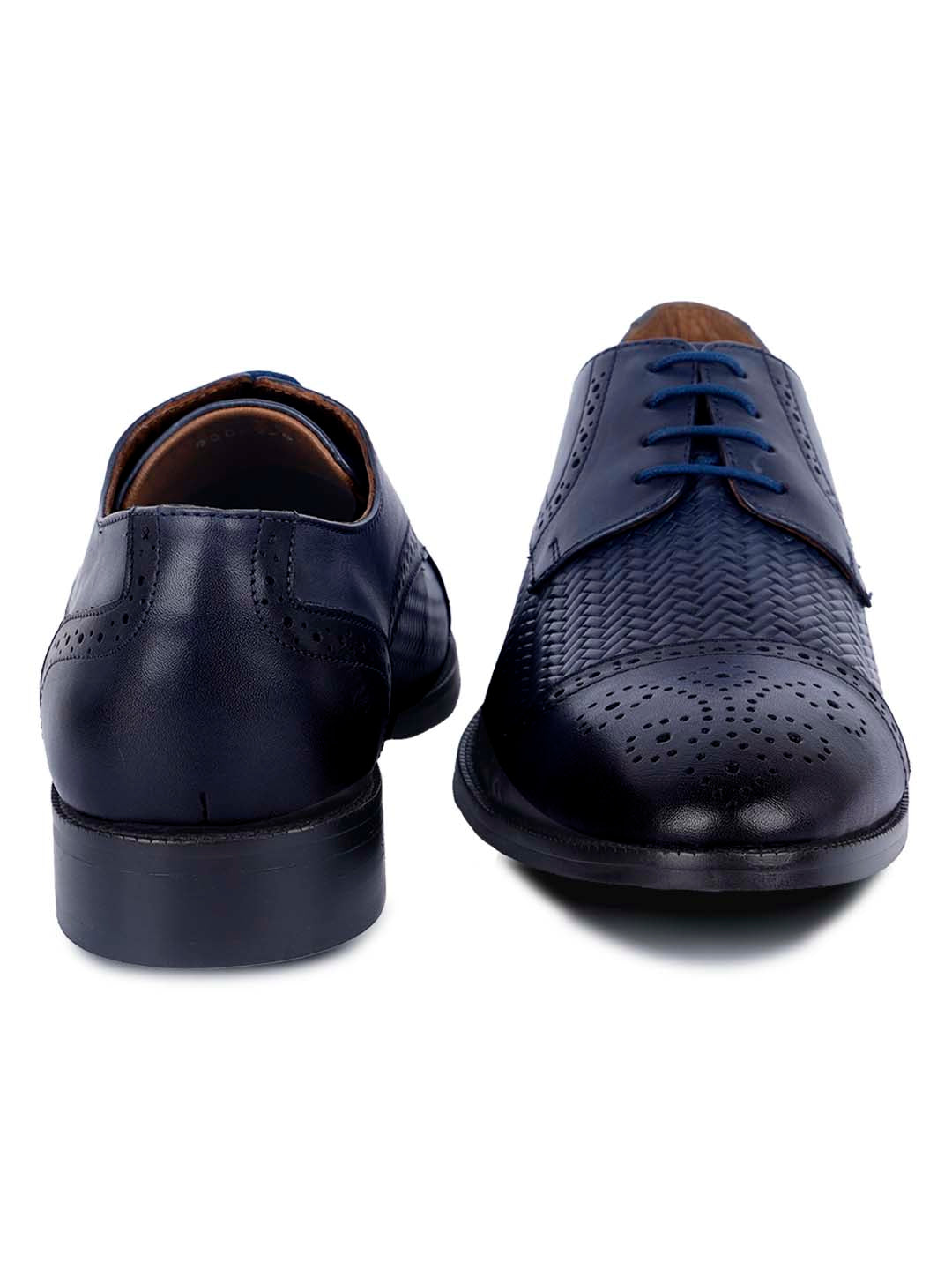 Federal Blue Handmade Premium Italian Leather Weaved Oxfords