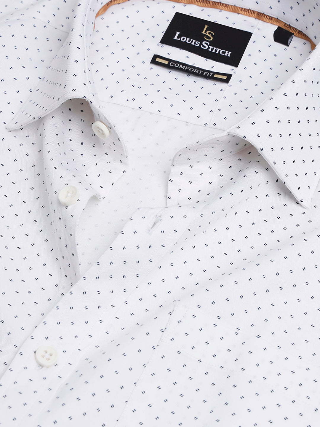 Regular Fit Formal Geometric White Shirt For Men