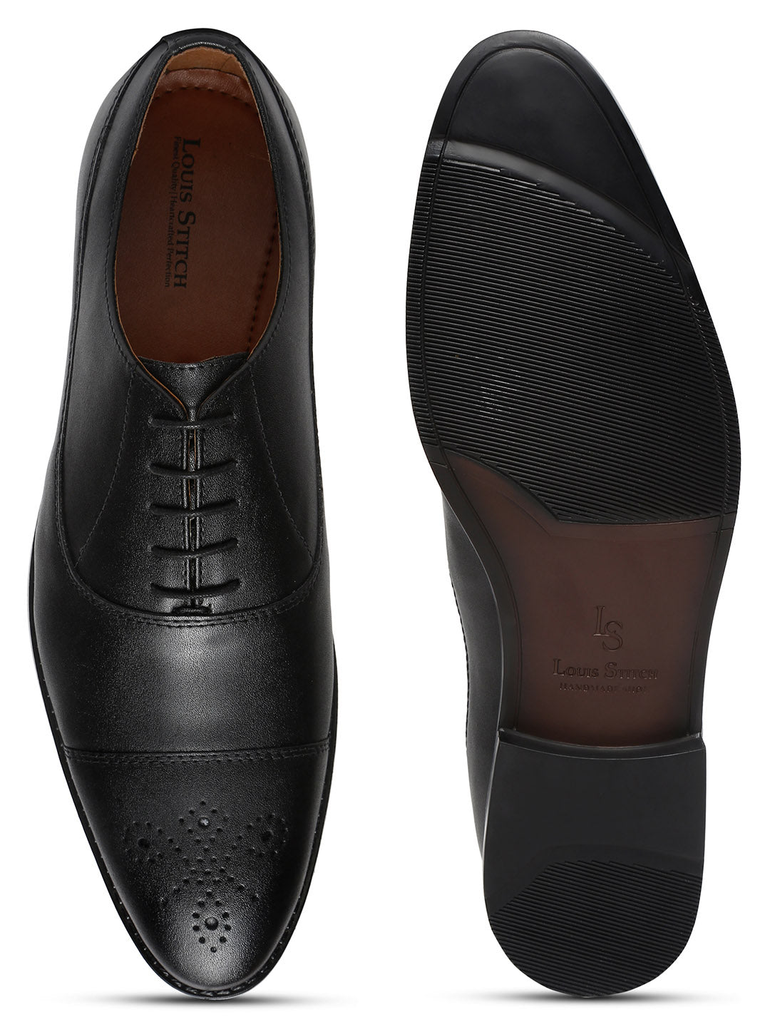 Obsidian Black Captoe Style Comfortable Laceups Shoes