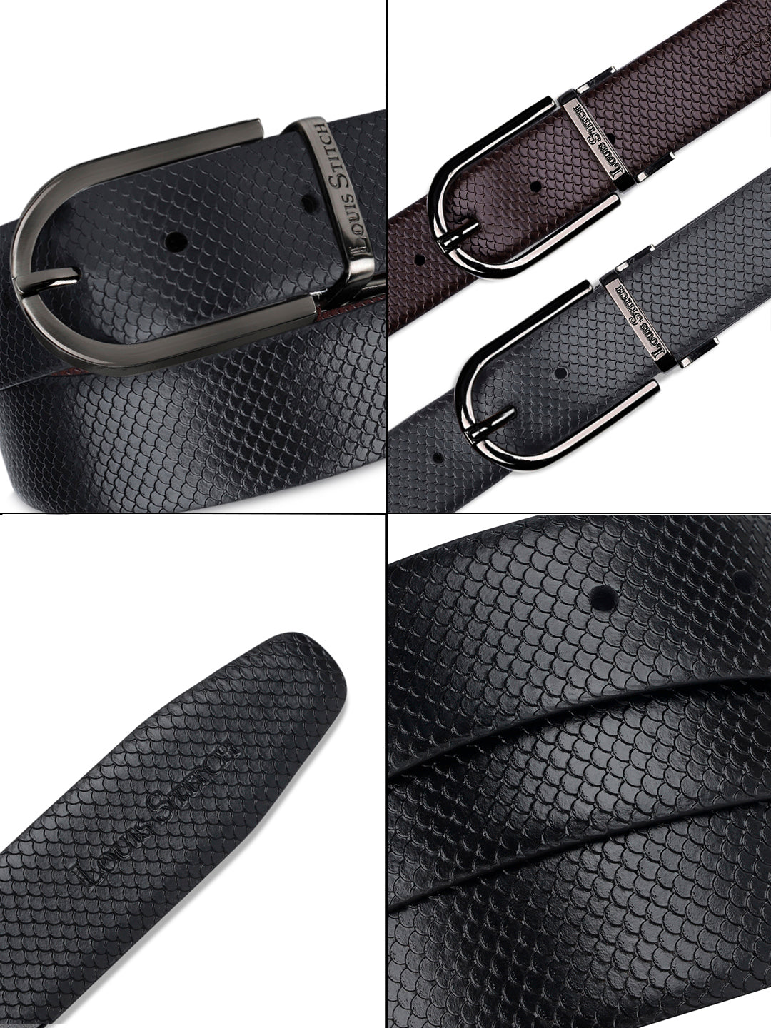 Men's Black & Brown Formal Italian Leather Reversible Belt For Men