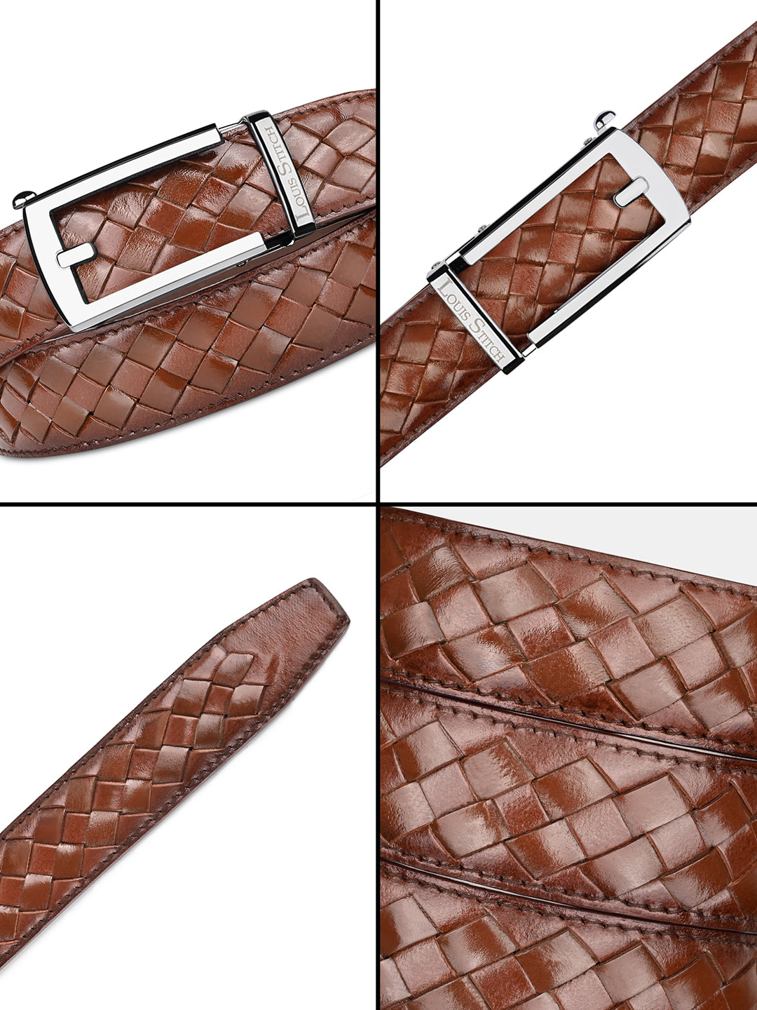 Premium VT Leather Men's Chrome Buckle Auto Lock Belt