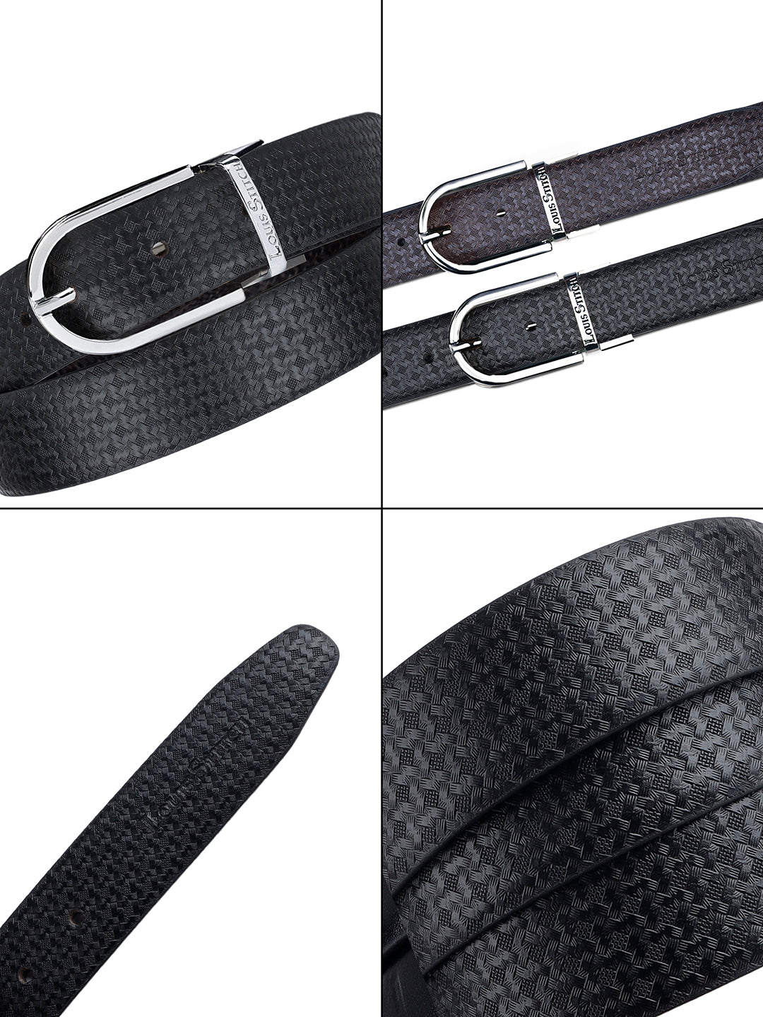 Men's Black & Brown Formal Italian Leather Reversible Belt For Men