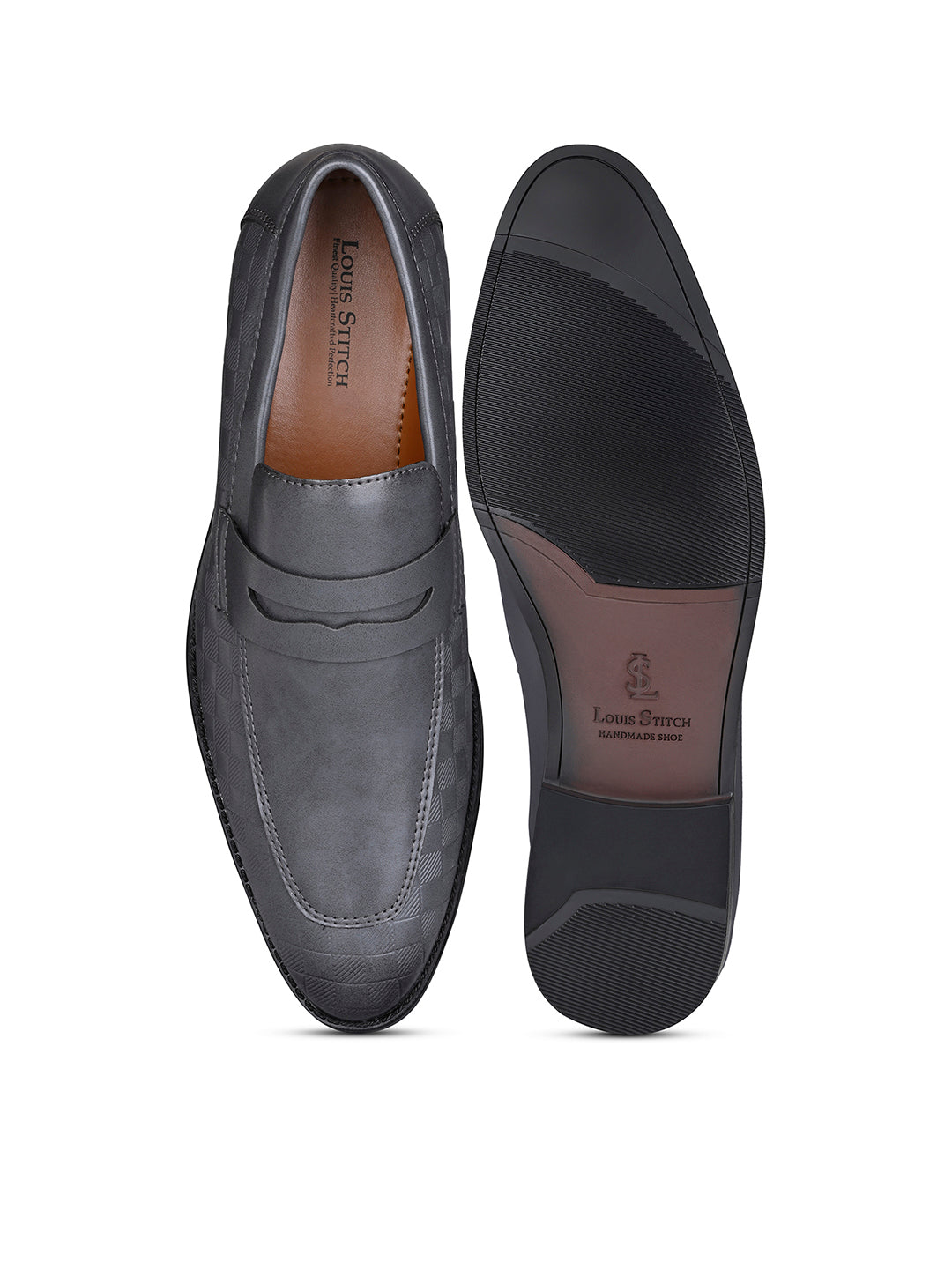 Ash Grey Handcrafted Embossed Moccasin Slipon