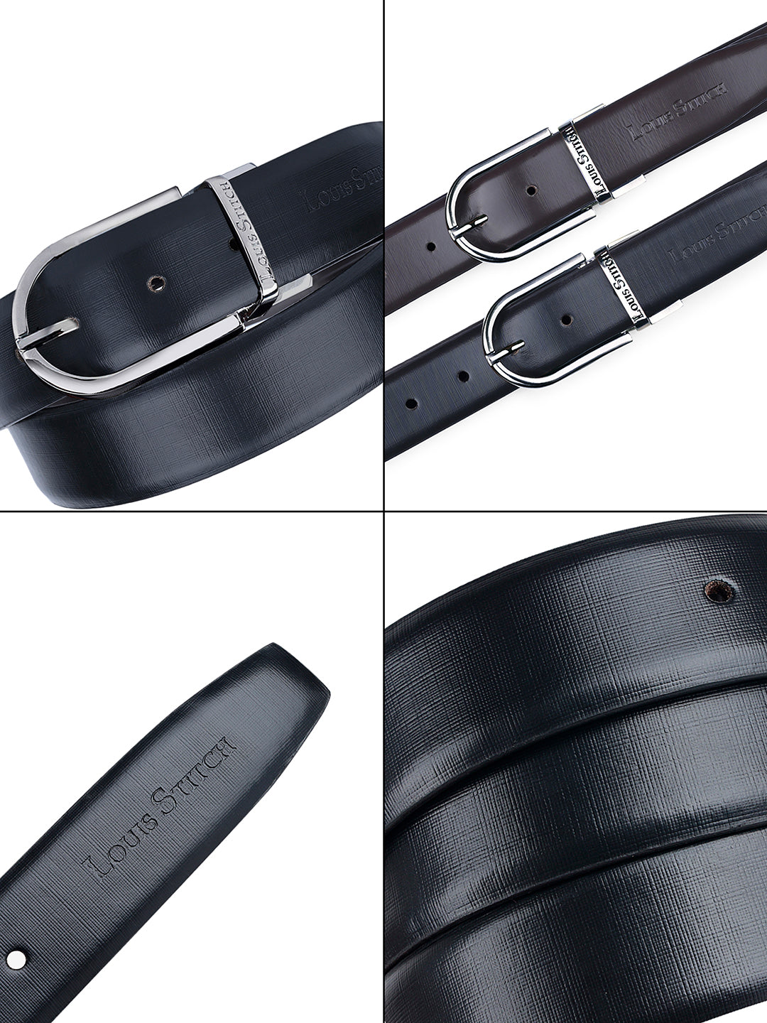 Men's Black & Brown Formal Italian Leather Reversible Belt For Men