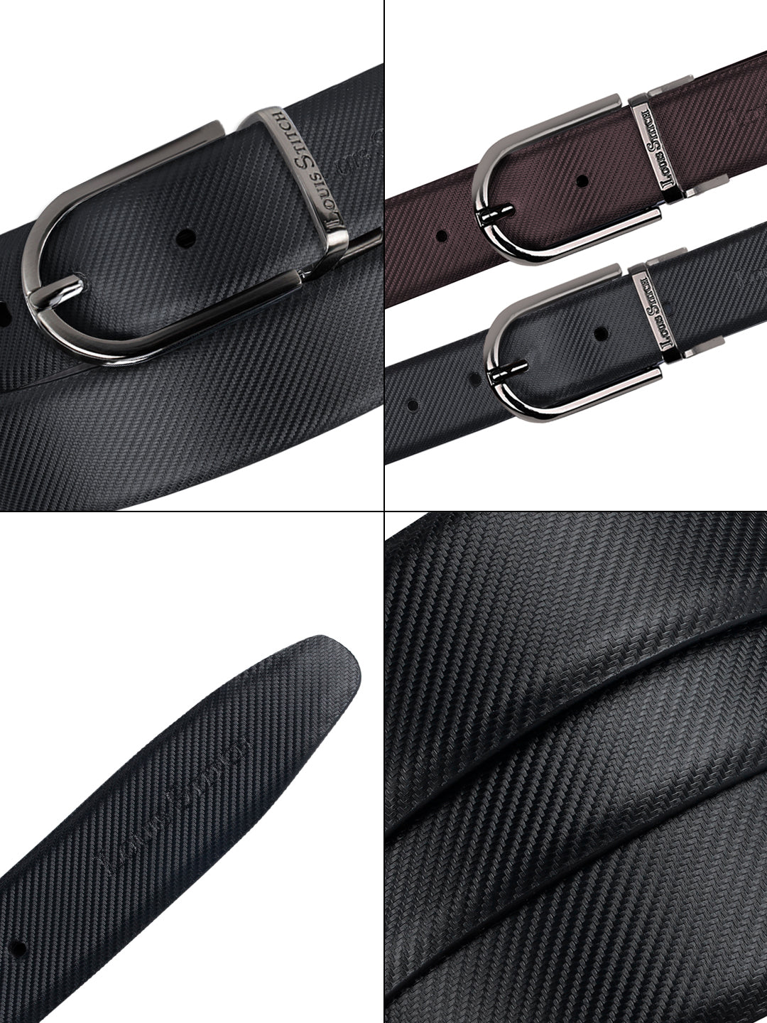 Men's Black & Brown Formal Italian Leather Reversible Belt For Men