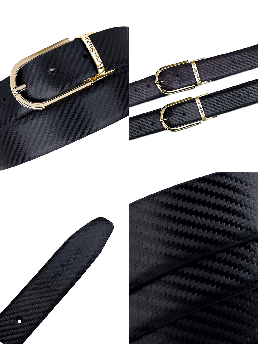 Men's Black & Brown Formal Italian Leather Reversible Belt For Men