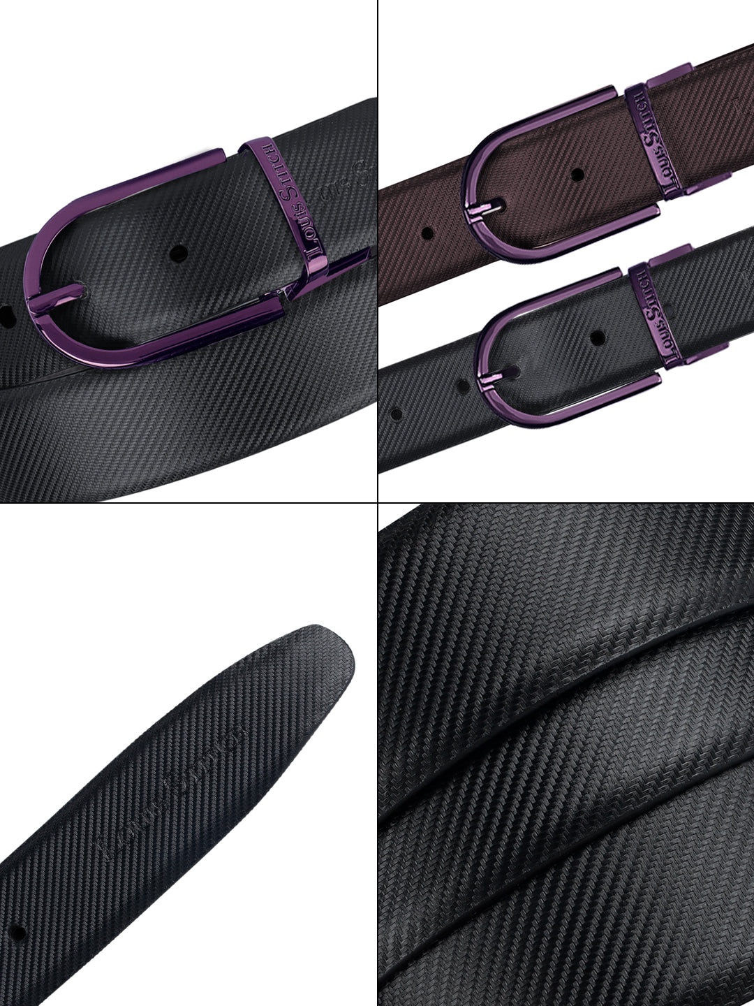 Men's Black & Brown Formal Italian Leather Reversible Belt For Men