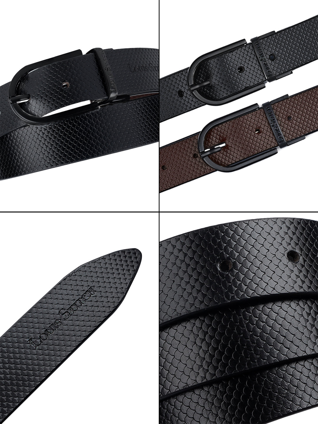 Men's Black & Brown Formal Italian Leather Reversible Belt For Men
