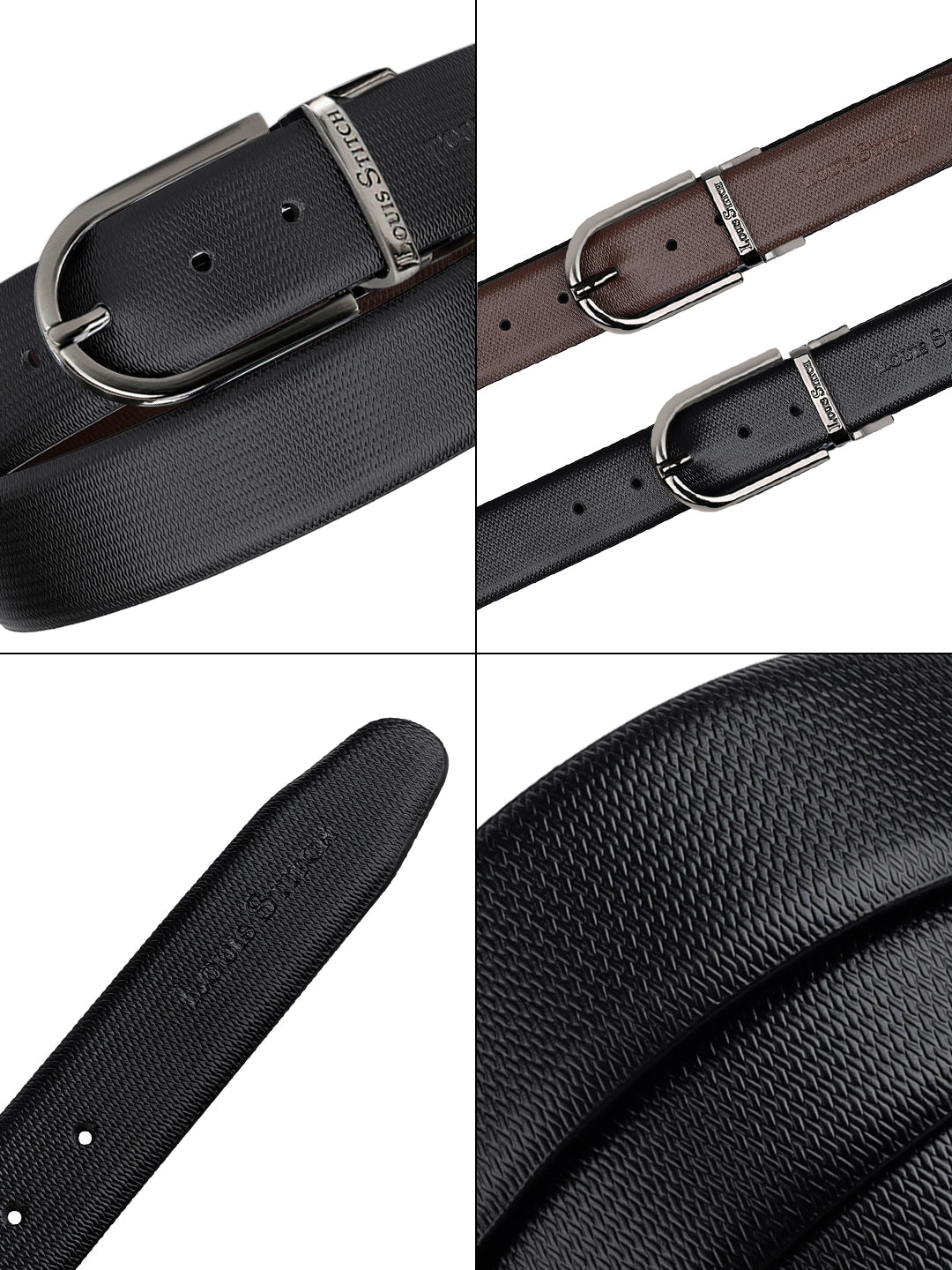 Men's Black & Brown Formal Italian Leather Reversible Belt For Men