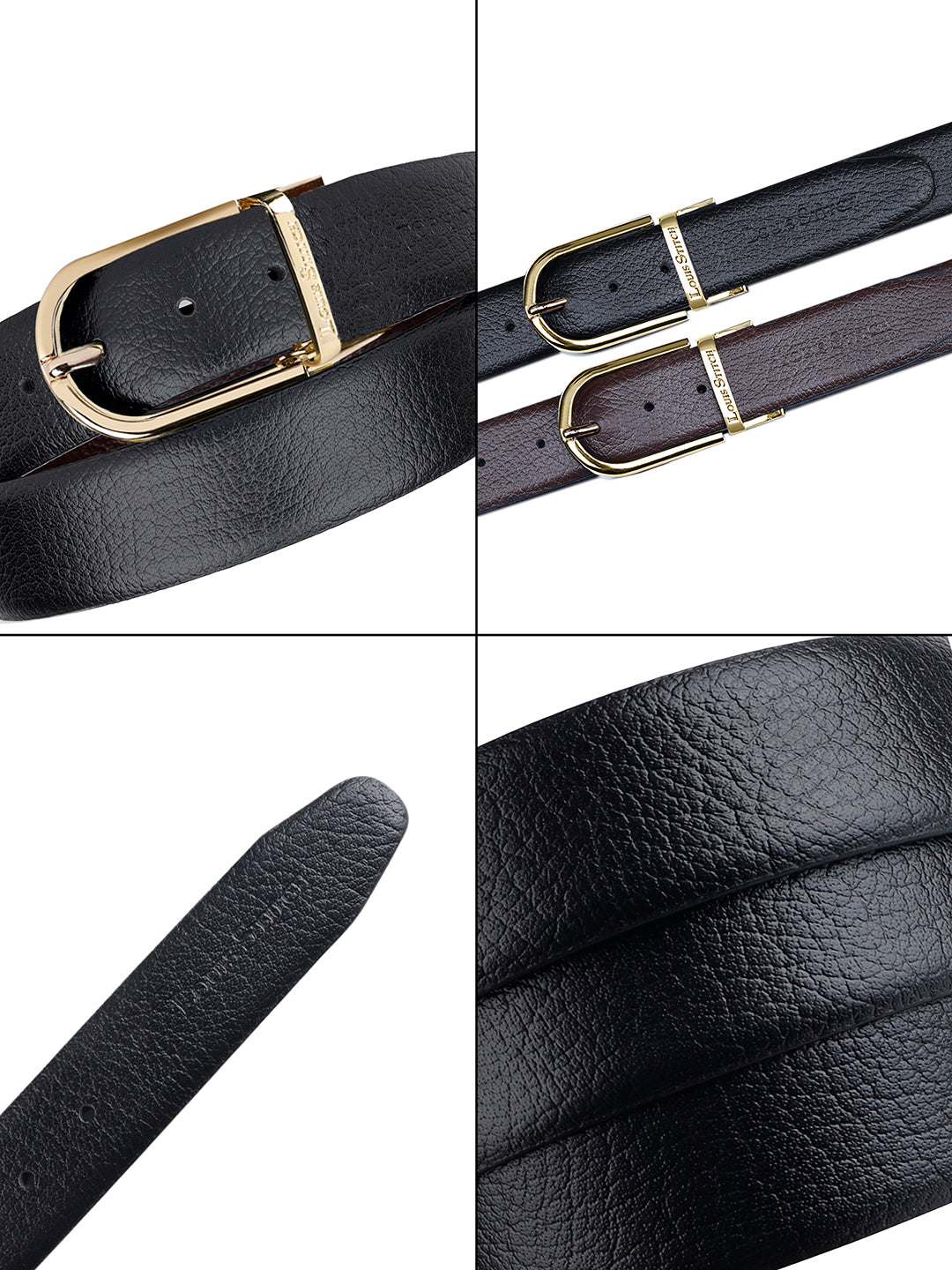 Men's Black & Brown Formal Italian Leather Reversible Belt For Men