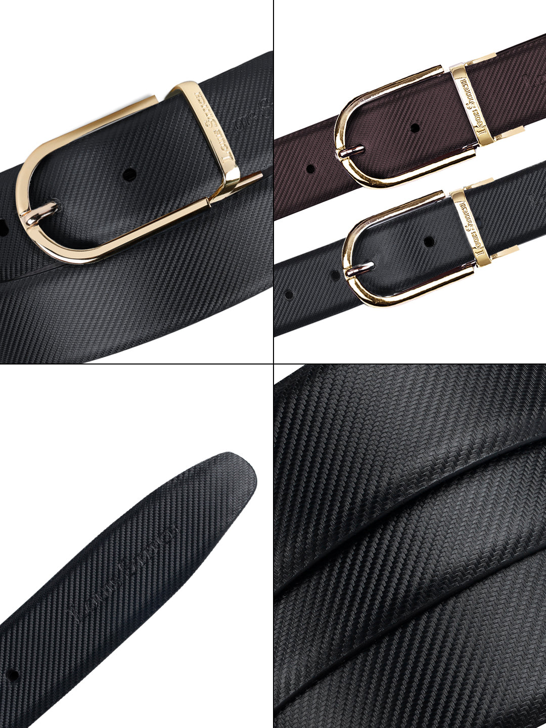Men's Black & Brown Formal Italian Leather Reversible Belt For Men