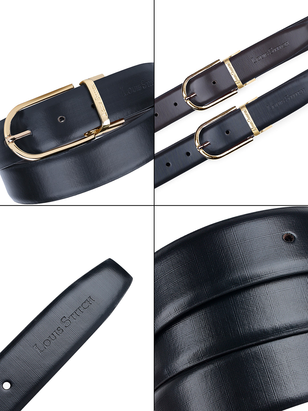 Men's Black & Brown Formal Italian Leather Reversible Belt For Men