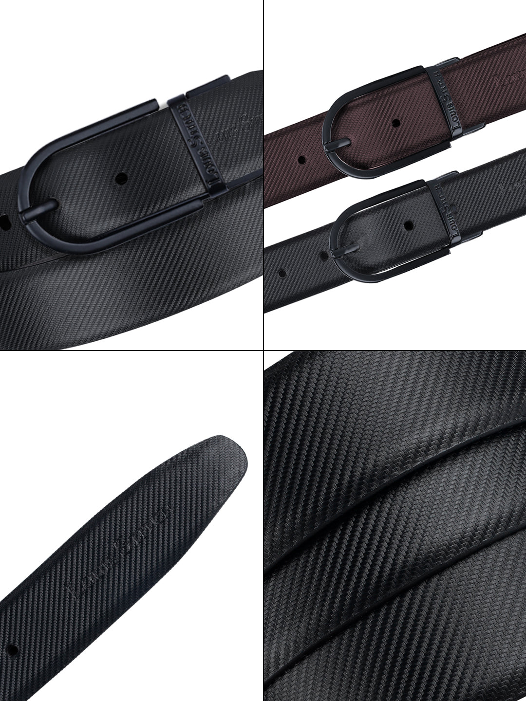 Men's Black & Brown Formal Italian Leather Reversible Belt For Men