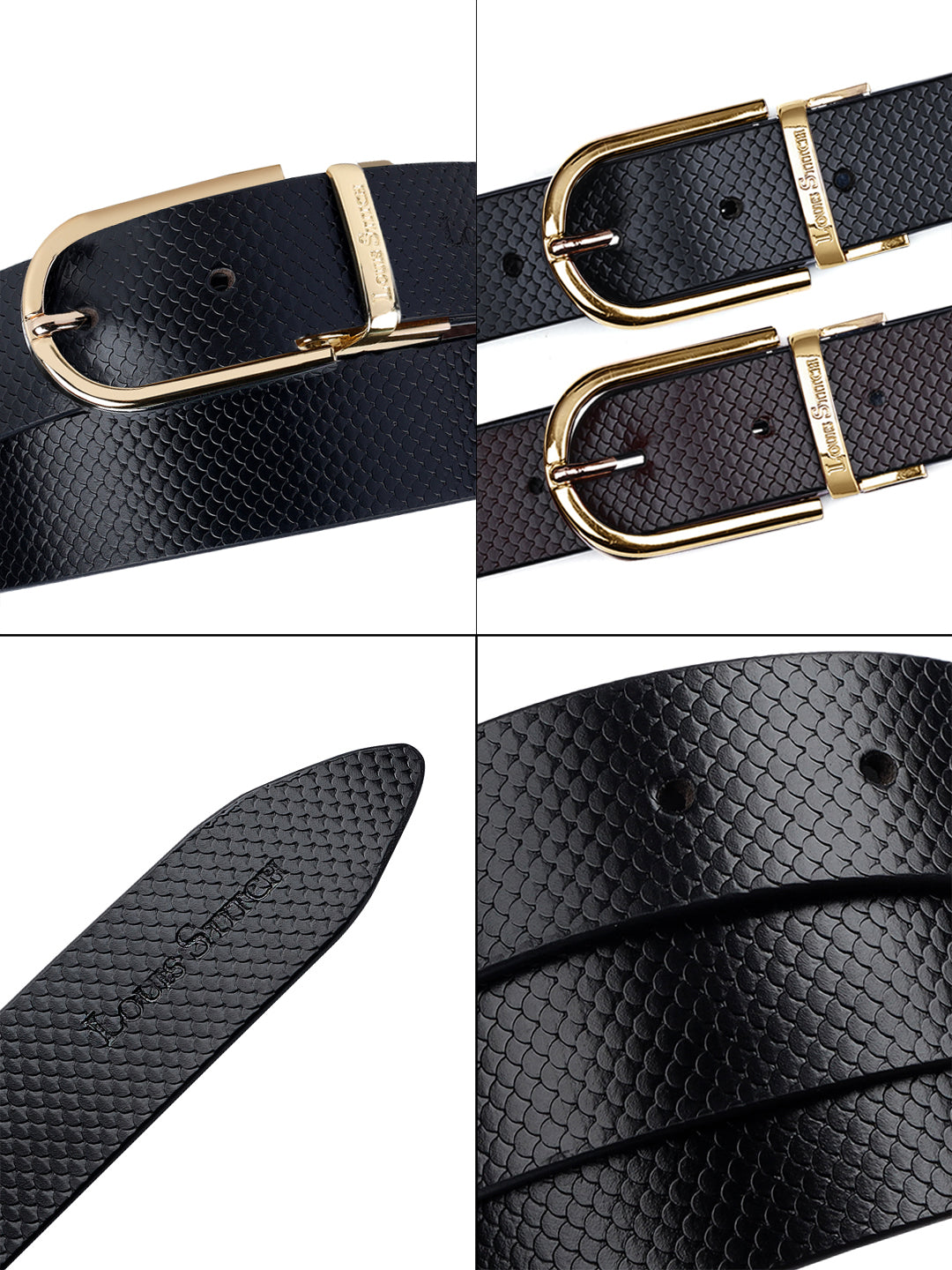 Men's Black & Brown Formal Italian Leather Reversible Belt For Men