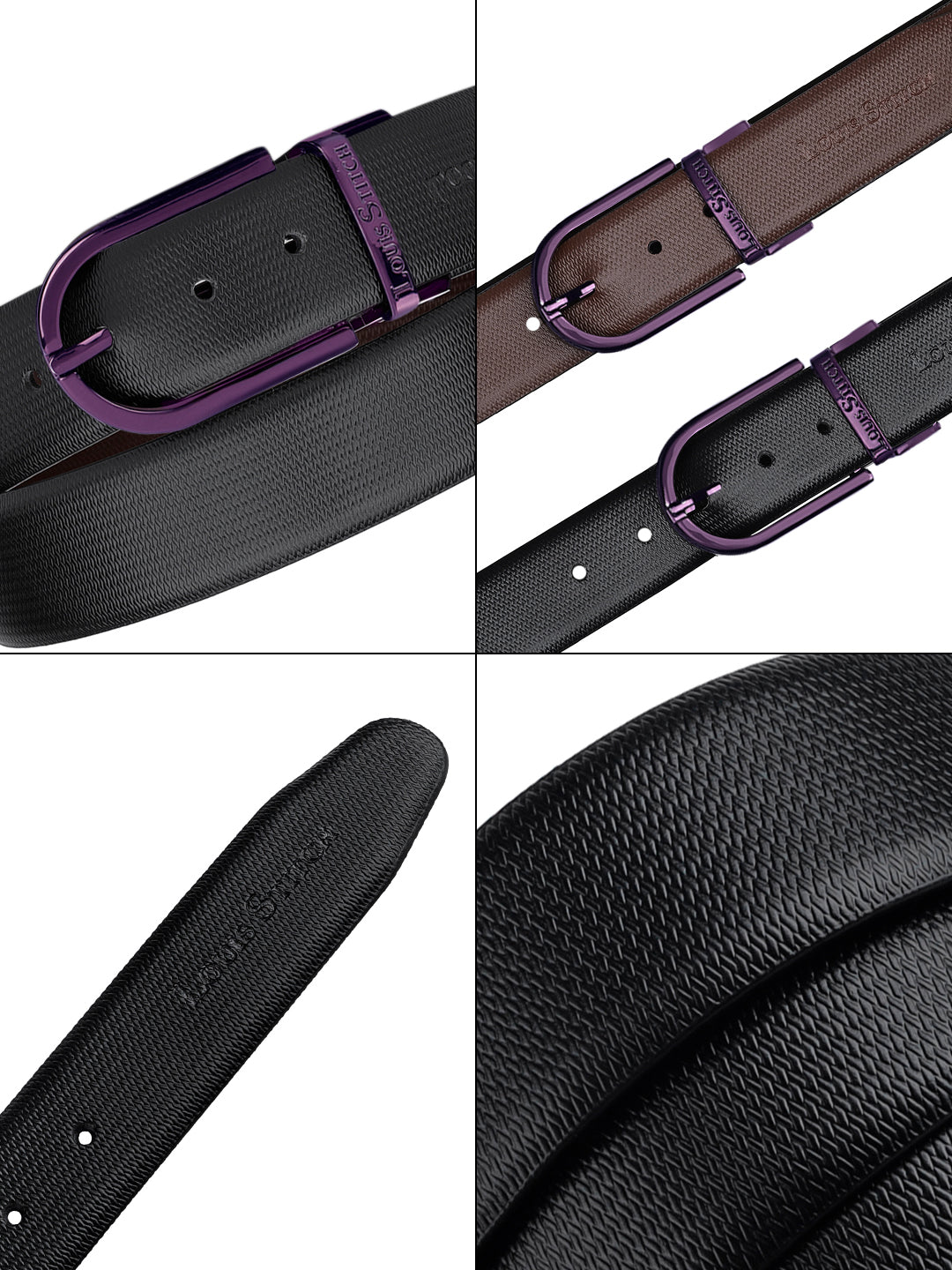 Men's Black & Brown Formal Italian Leather Reversible Belt For Men