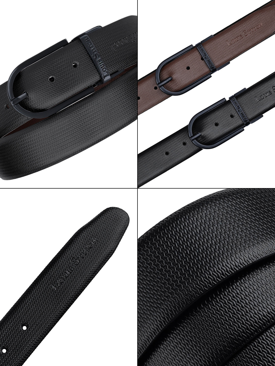 Men's Black & Brown Formal Italian Leather Reversible Belt For Men