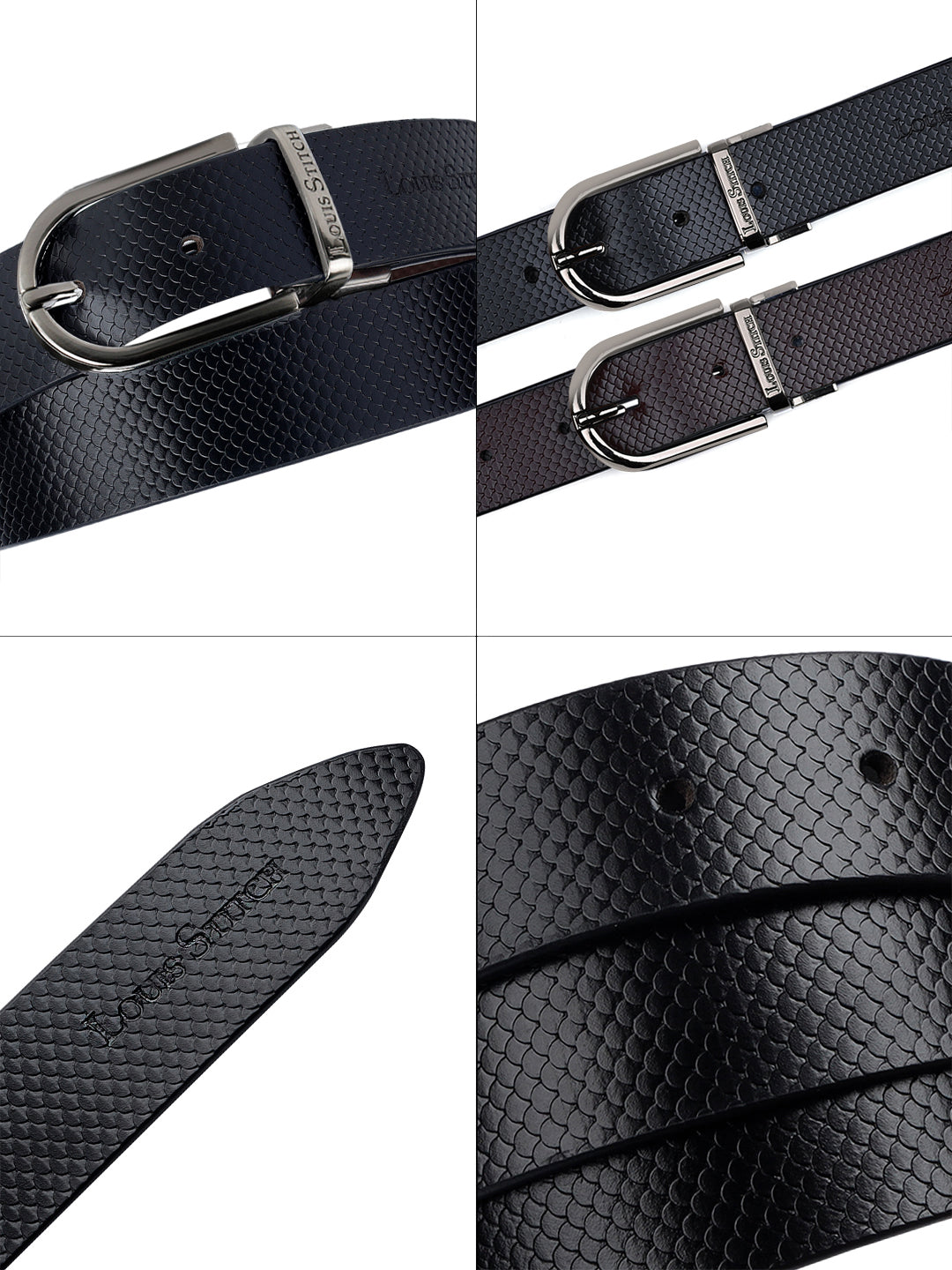 Men's Black & Brown Formal Italian Leather Reversible Belt For Men