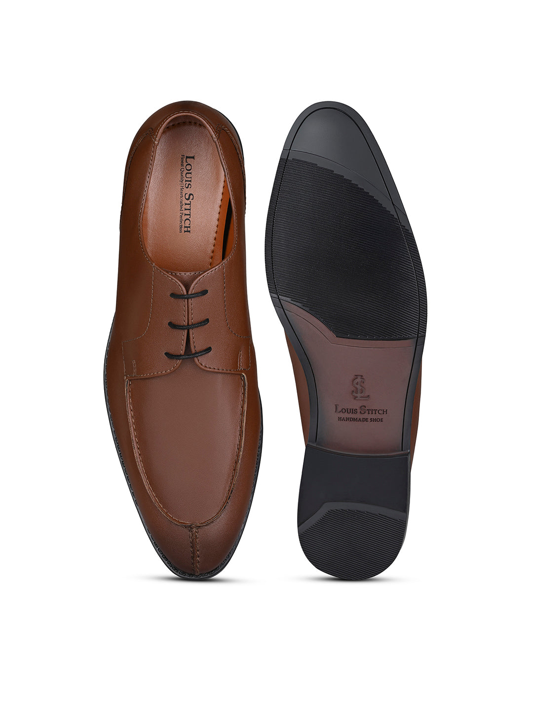 Tan Handcrafted Derby Laceups Shoes