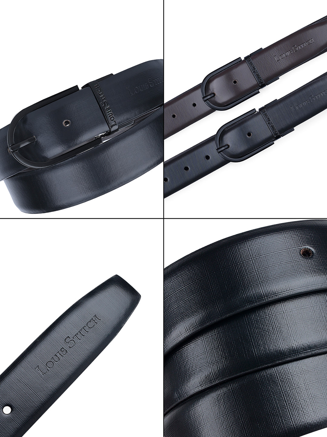 Men's Black & Brown Formal Italian Leather Reversible Belt For Men