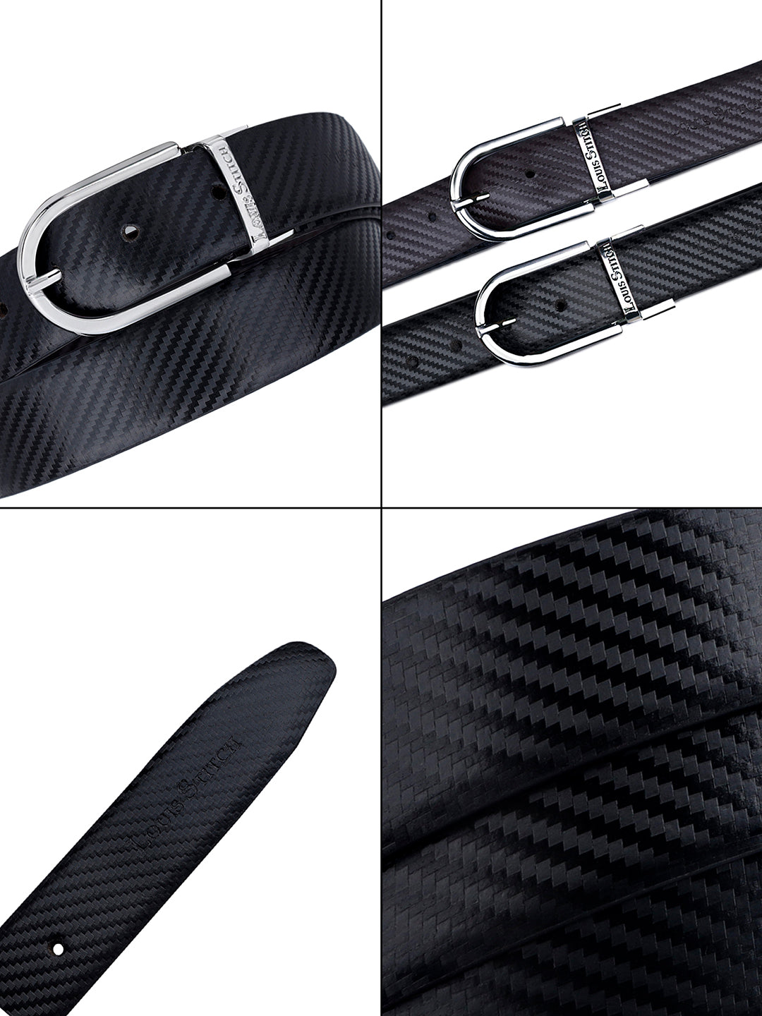 Men's Black & Brown Formal Italian Leather Reversible Belt For Men