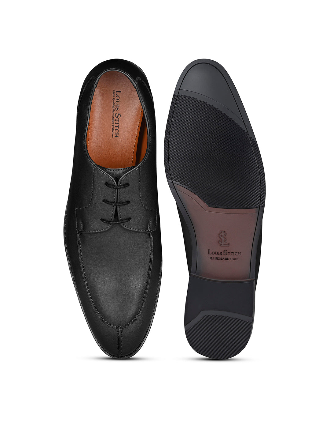 Jet Black Handcrafted Derby Laceups Shoes