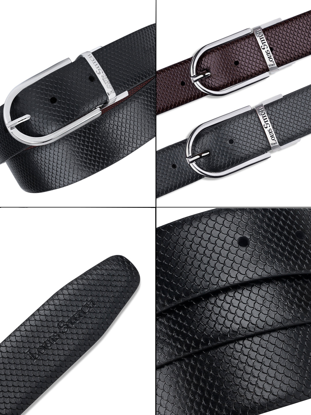 Men's Black & Brown Formal Italian Leather Reversible Belt For Men