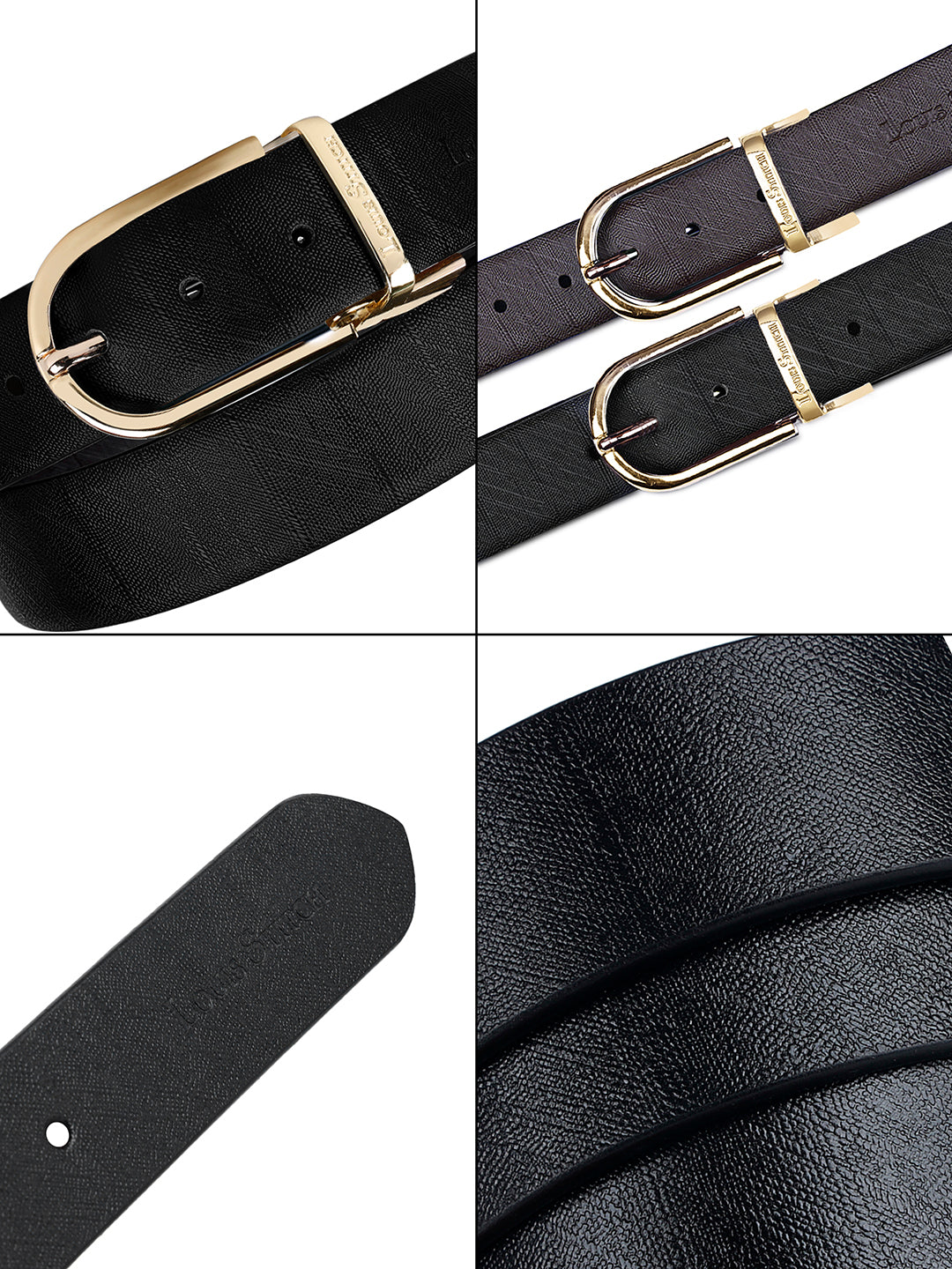 Men's Black & Brown Formal Italian Leather Reversible Belt For Men