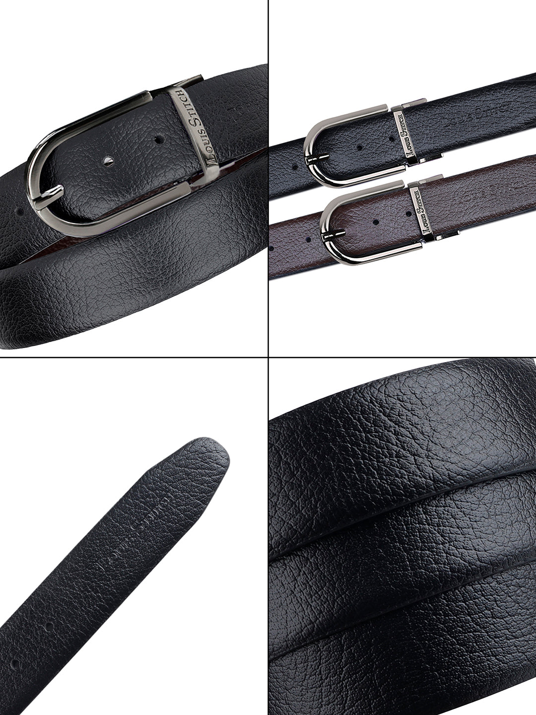 Men's Black & Brown Formal Italian Leather Reversible Belt For Men