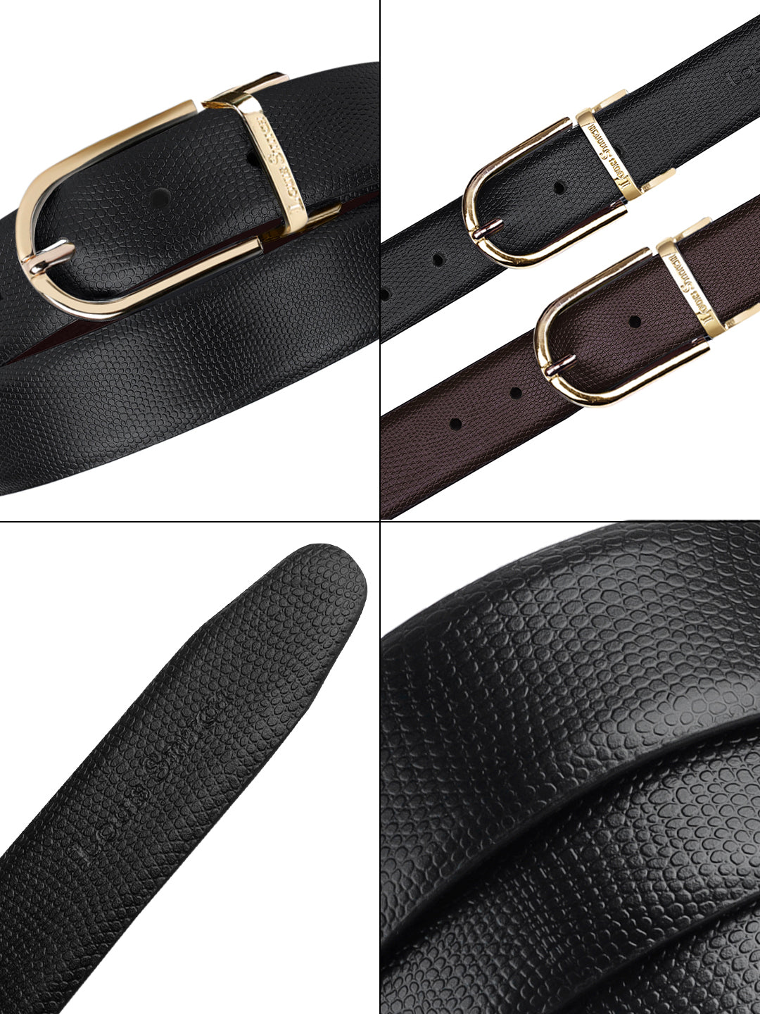 Men's Black & Brown Formal Italian Leather Reversible Belt For Men