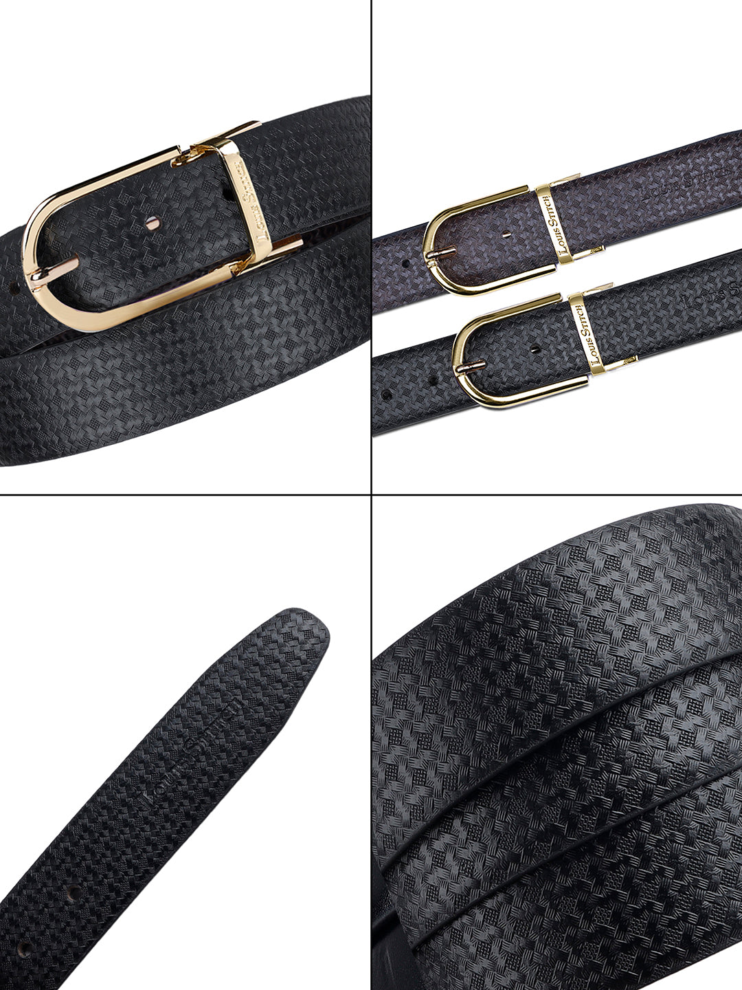 Men's Black & Brown Formal Italian Leather Reversible Belt For Men