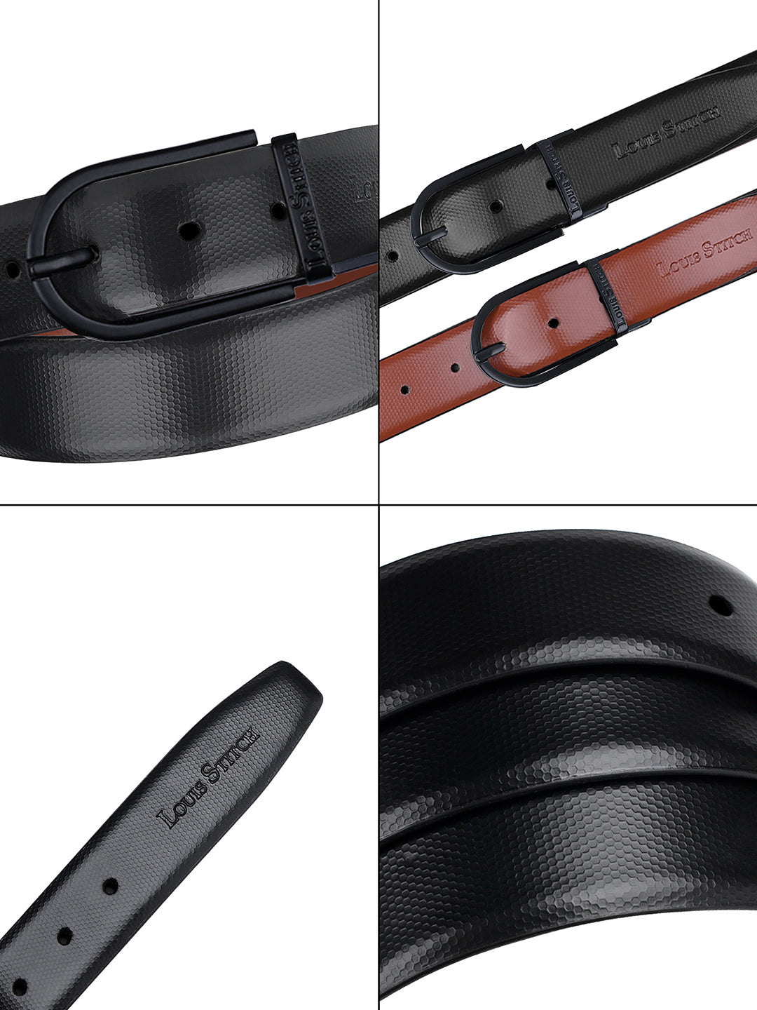 Men's Black & Brown Formal Italian Leather Reversible Belt For Men
