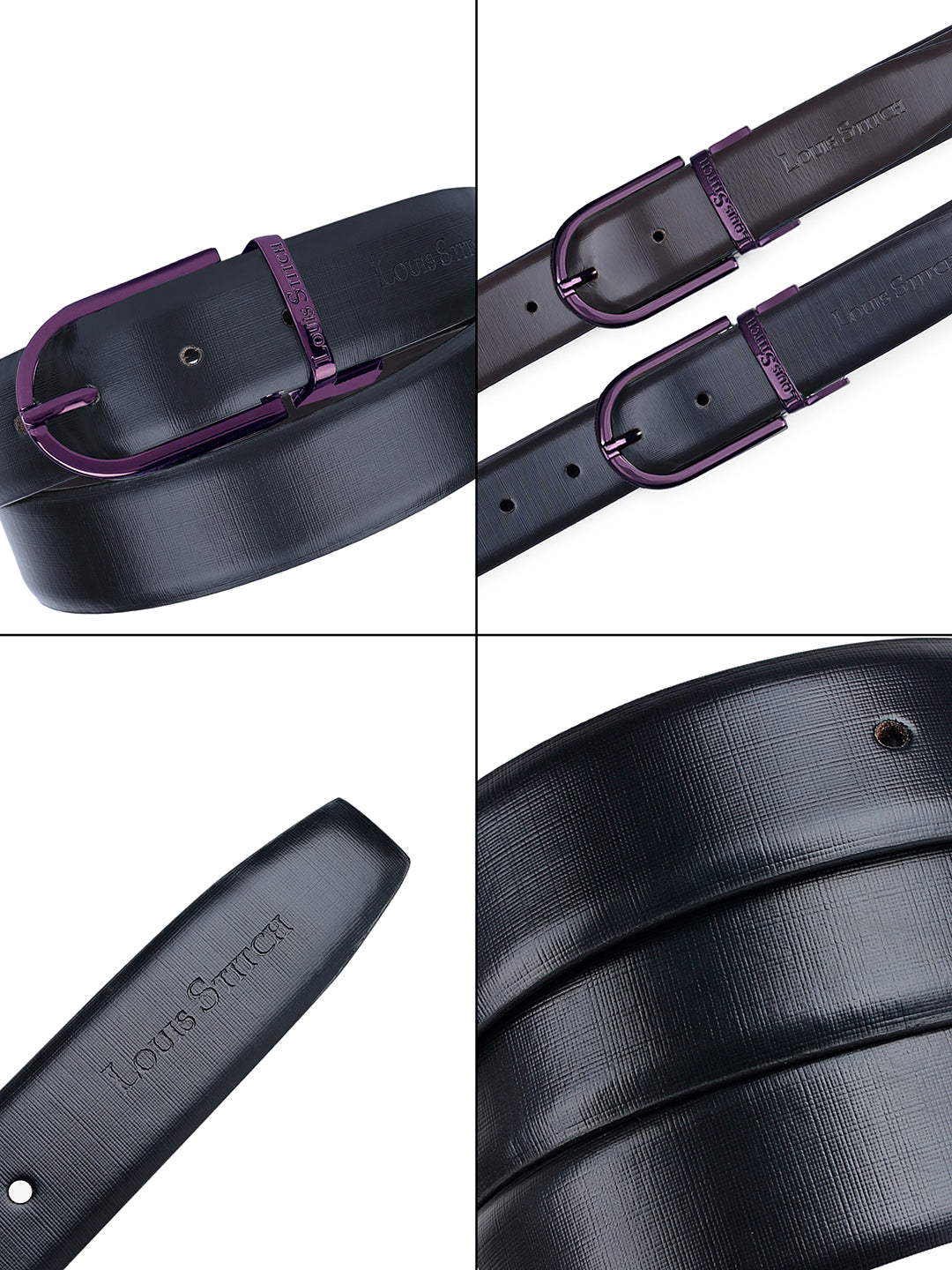 Men's Black & Brown Formal Italian Leather Reversible Belt For Men