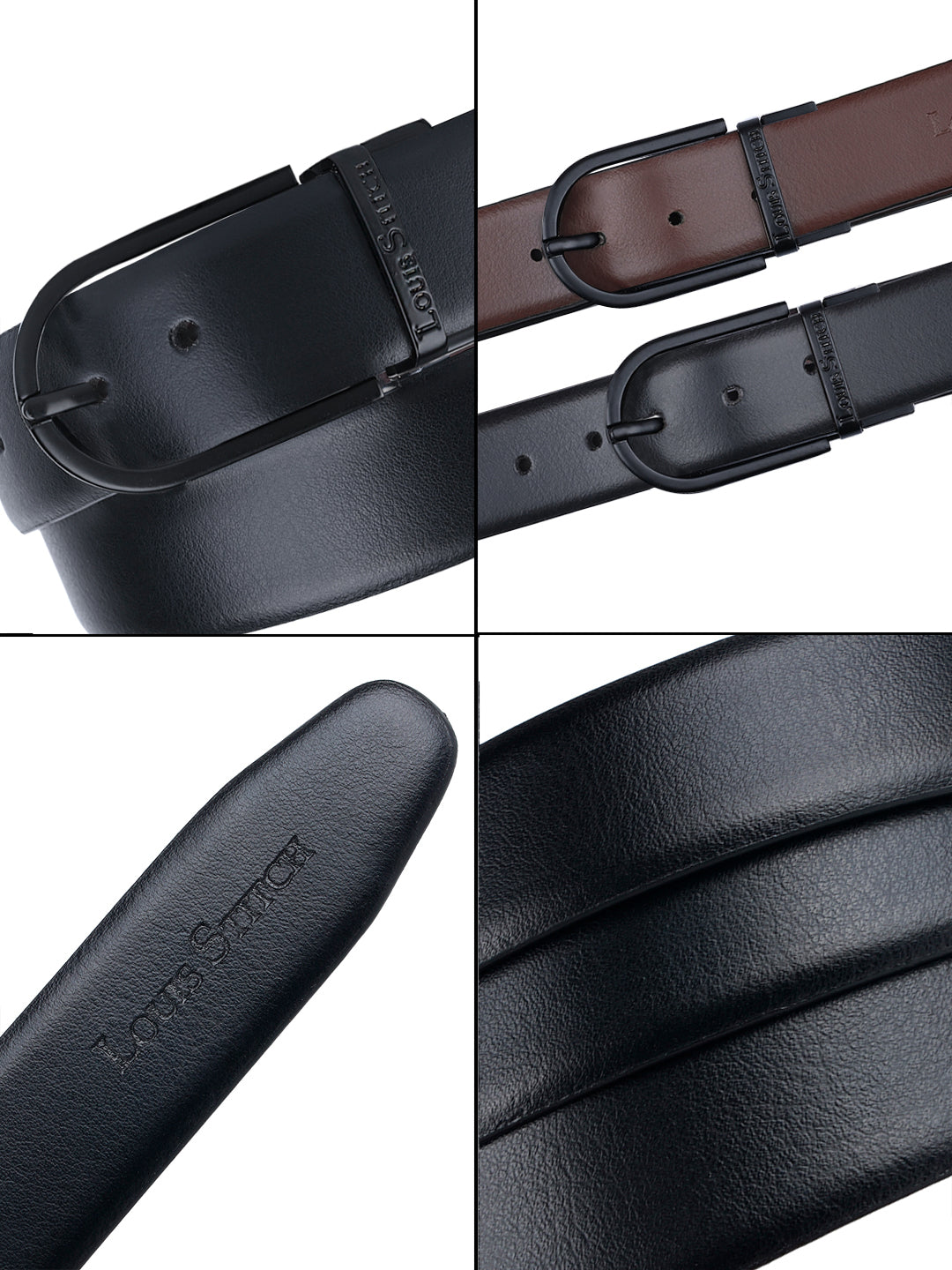 Men's Black & Brown Formal Italian Leather Reversible Belt For Men