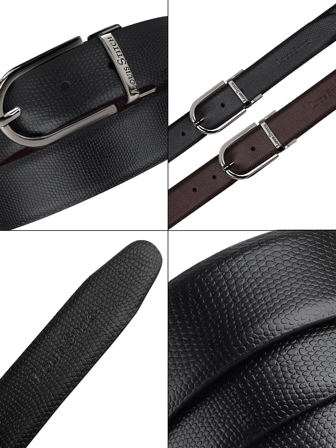 Men's Black & Brown Formal Italian Leather Reversible Belt For Men
