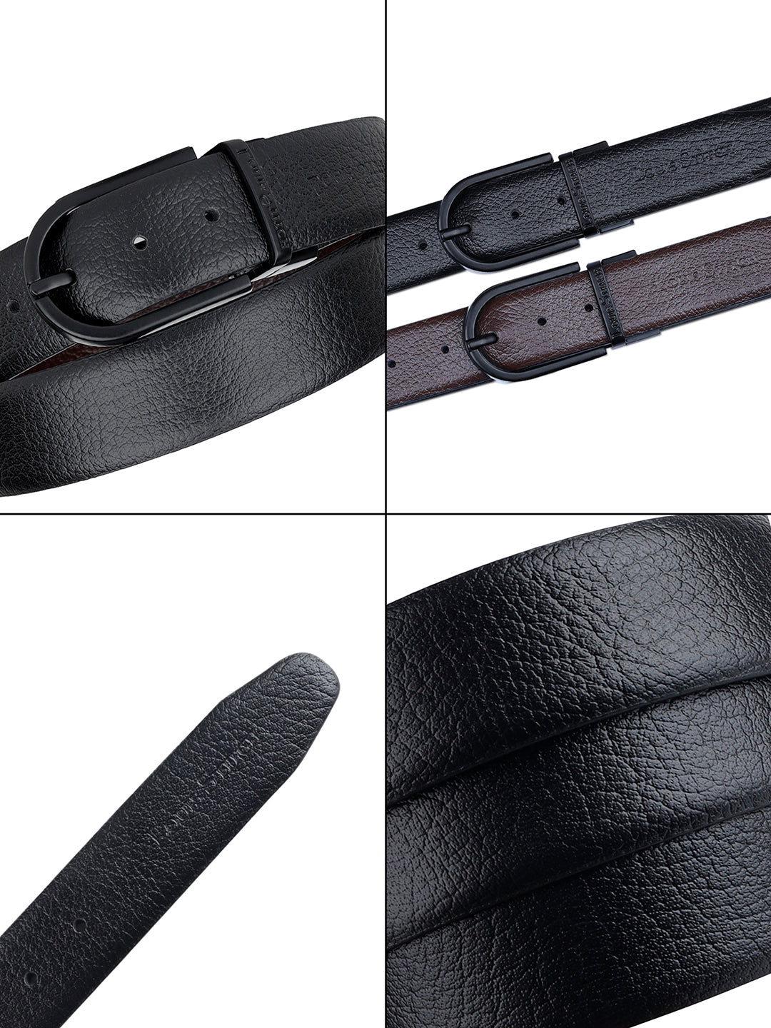 Men's Black & Brown Formal Italian Leather Reversible Belt For Men
