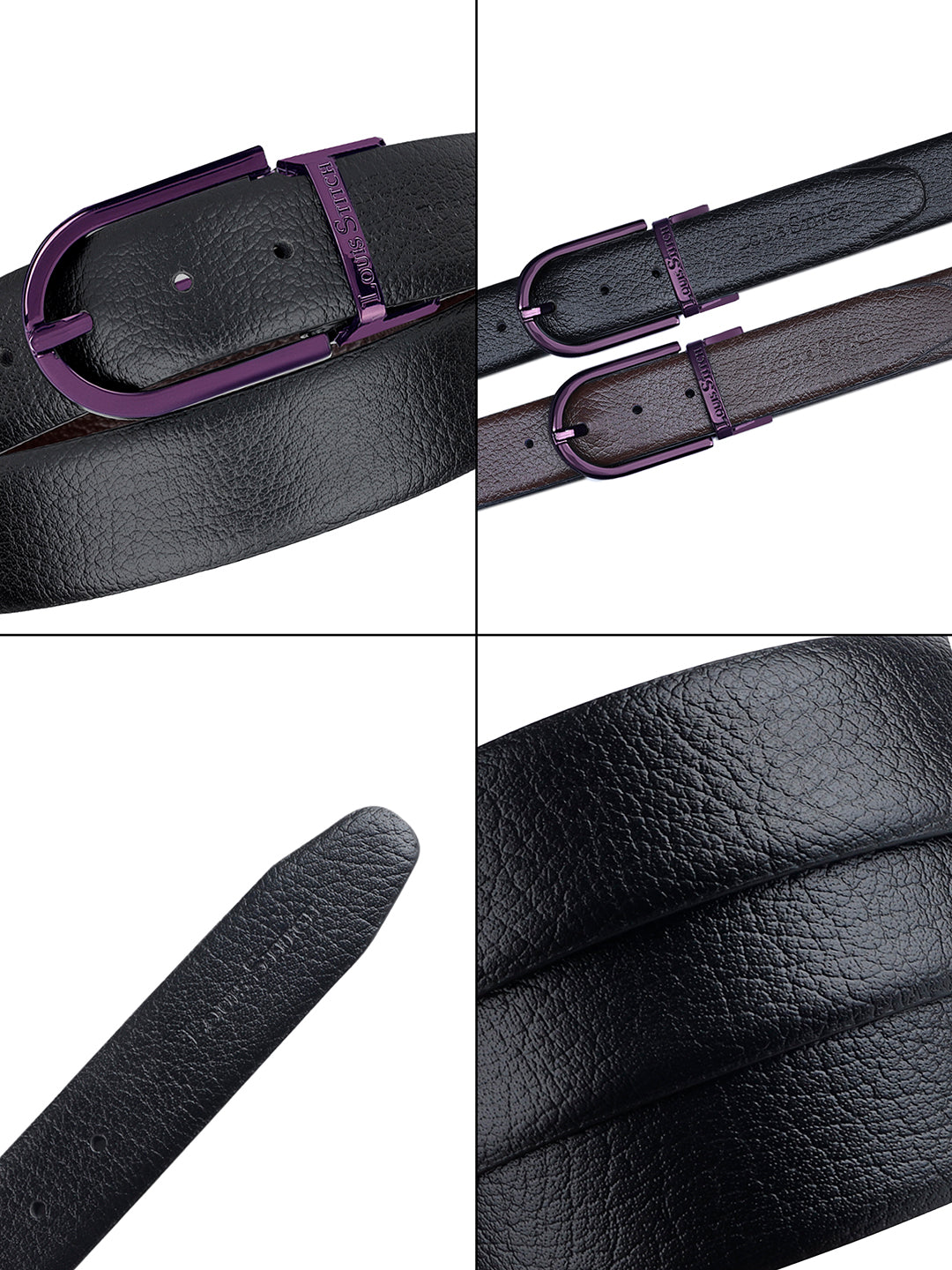 Men's Black & Brown Formal Italian Leather Reversible Belt For Men