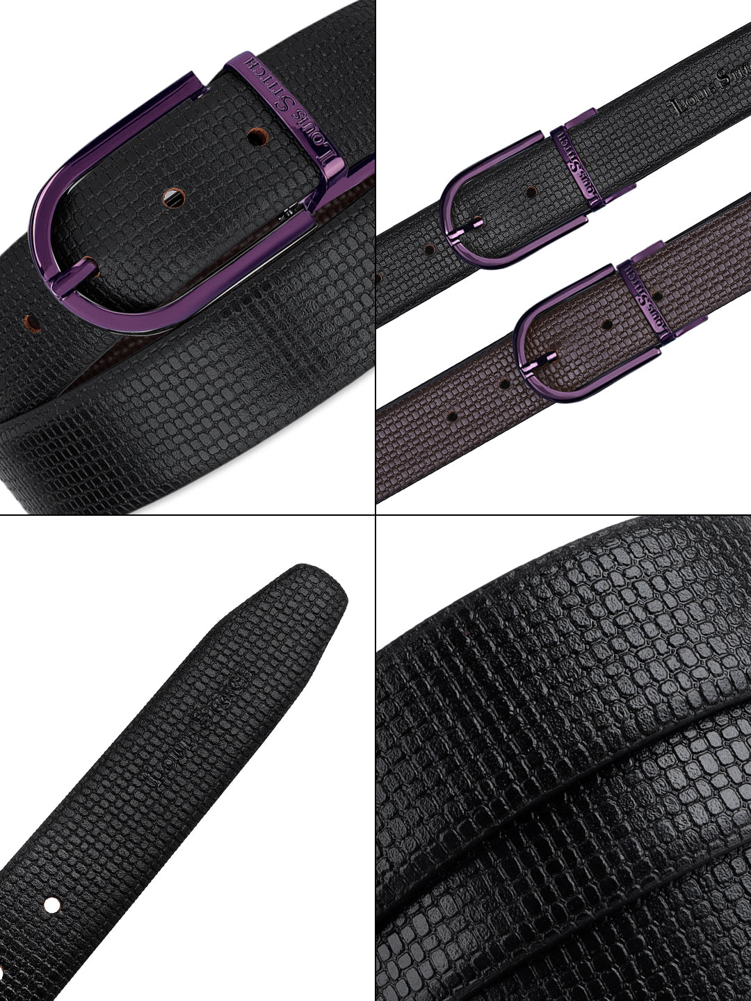 Men's Black & Brown Formal Italian Leather Reversible Belt For Men